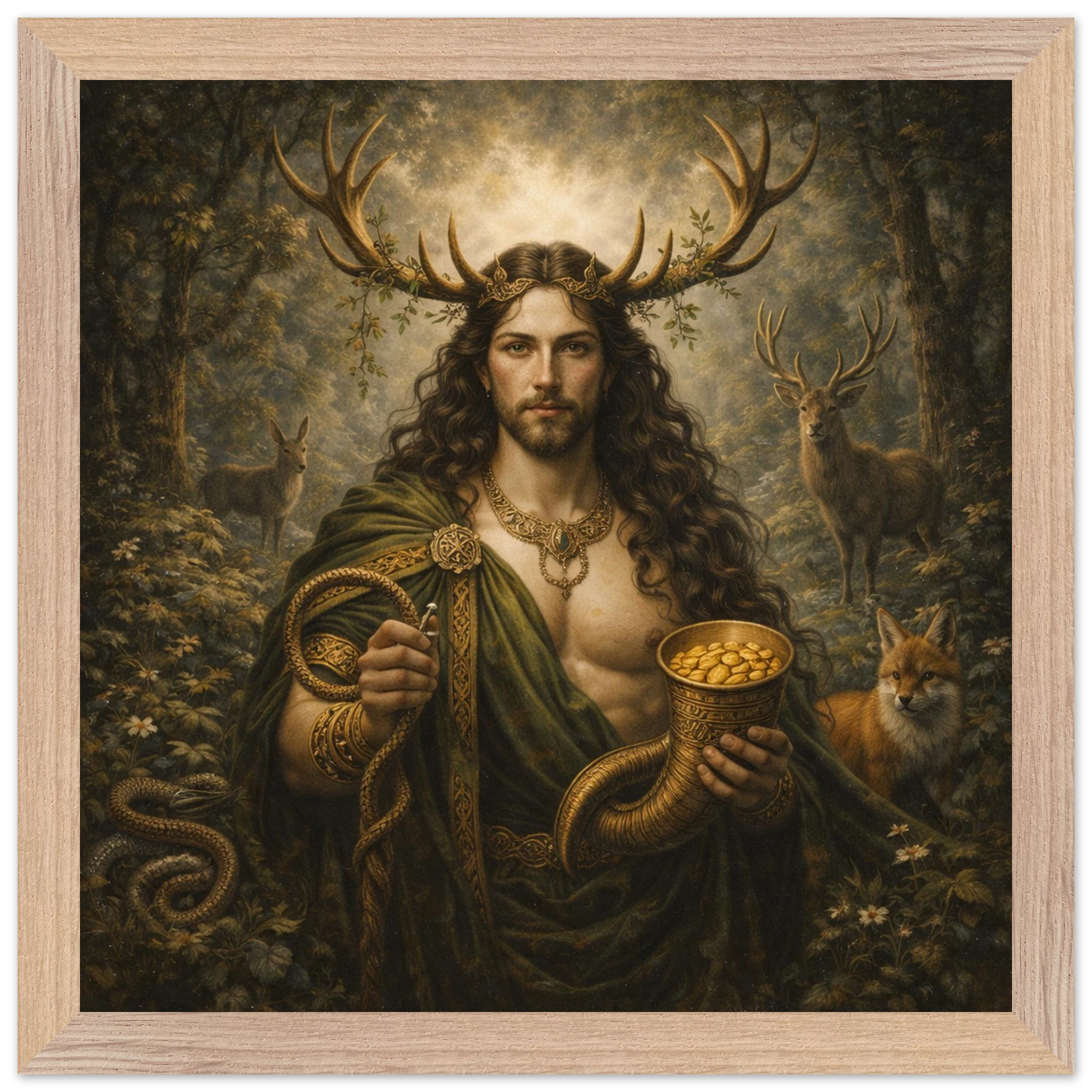 Cernunnos – Mythologie Fine Art Print mit Rahmen | babasan
