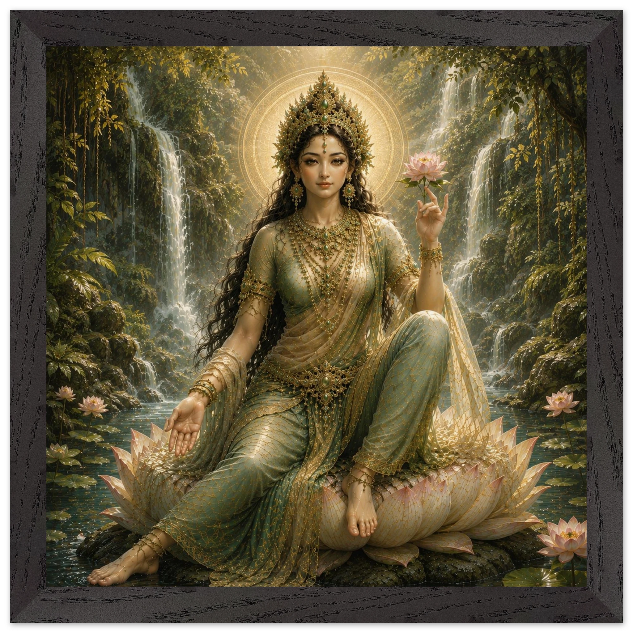 Grüne Tara – Mythologie Fine Art Print mit Rahmen | babasan