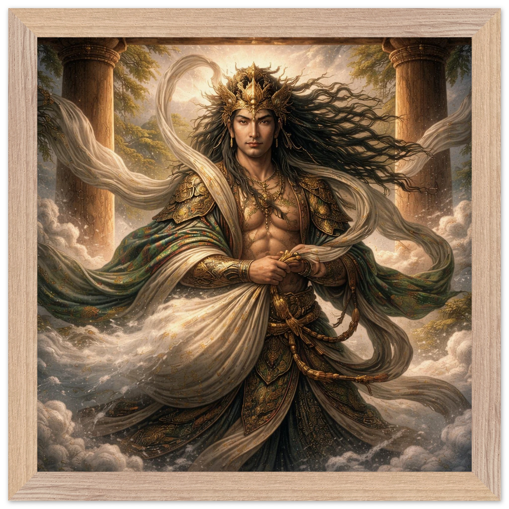 Fūjin – Mythologie Fine Art Print mit Rahmen | babasan