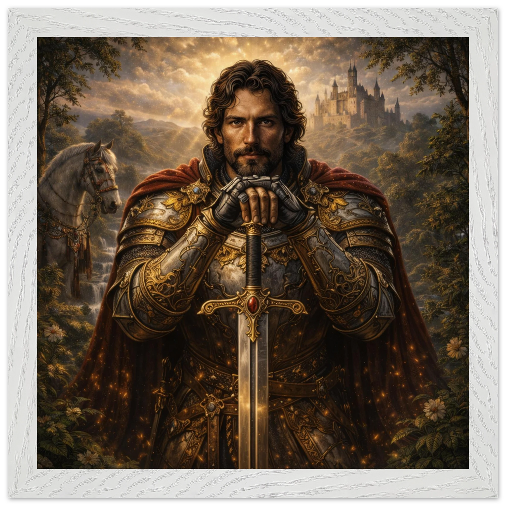 Lancelot – Mythologie Fine Art Print mit Rahmen | babasan