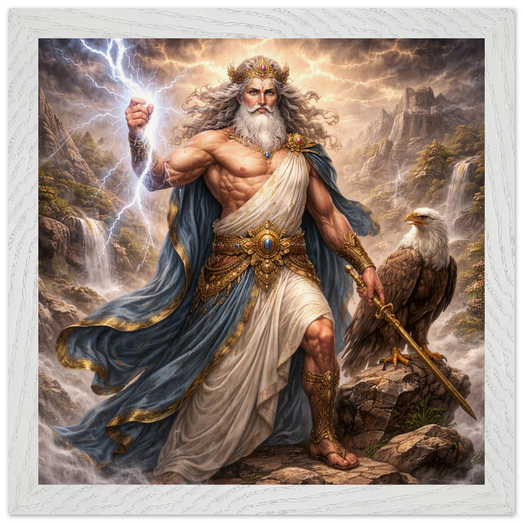 Zeus – Mythologie Fine Art Print mit Rahmen | babasan