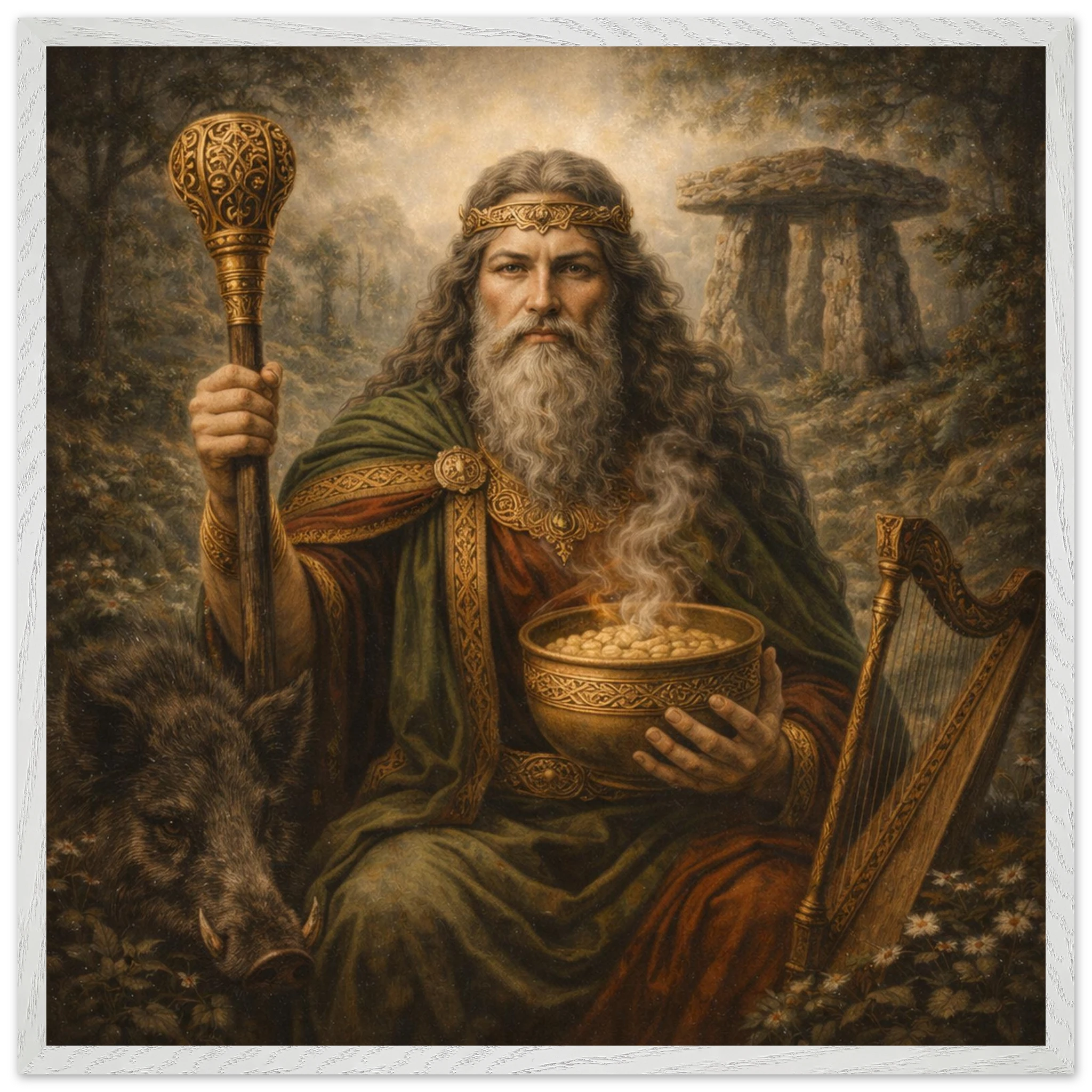 Dagda – Mythologie Fine Art Print mit Rahmen | babasan