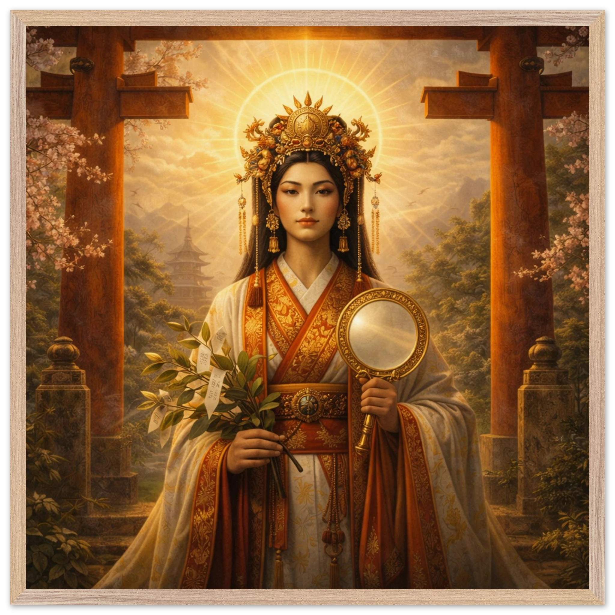 Amaterasu – Mythologie Fine Art Print mit Rahmen | babasan