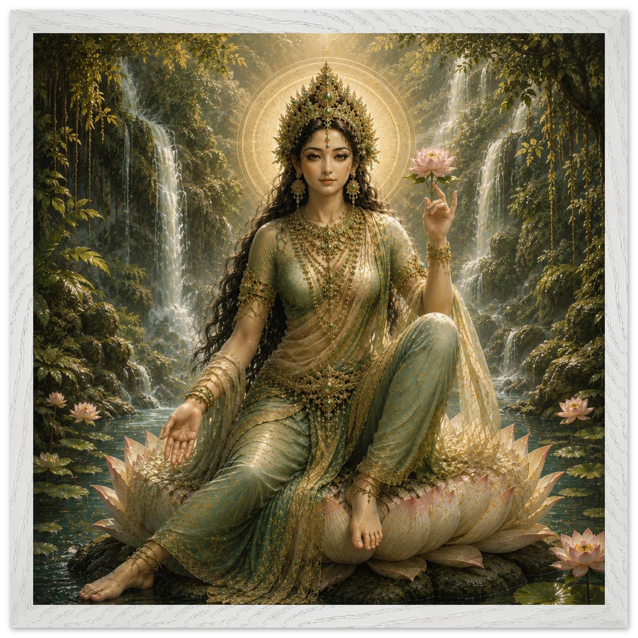 Grüne Tara – Mythologie Fine Art Print mit Rahmen | babasan