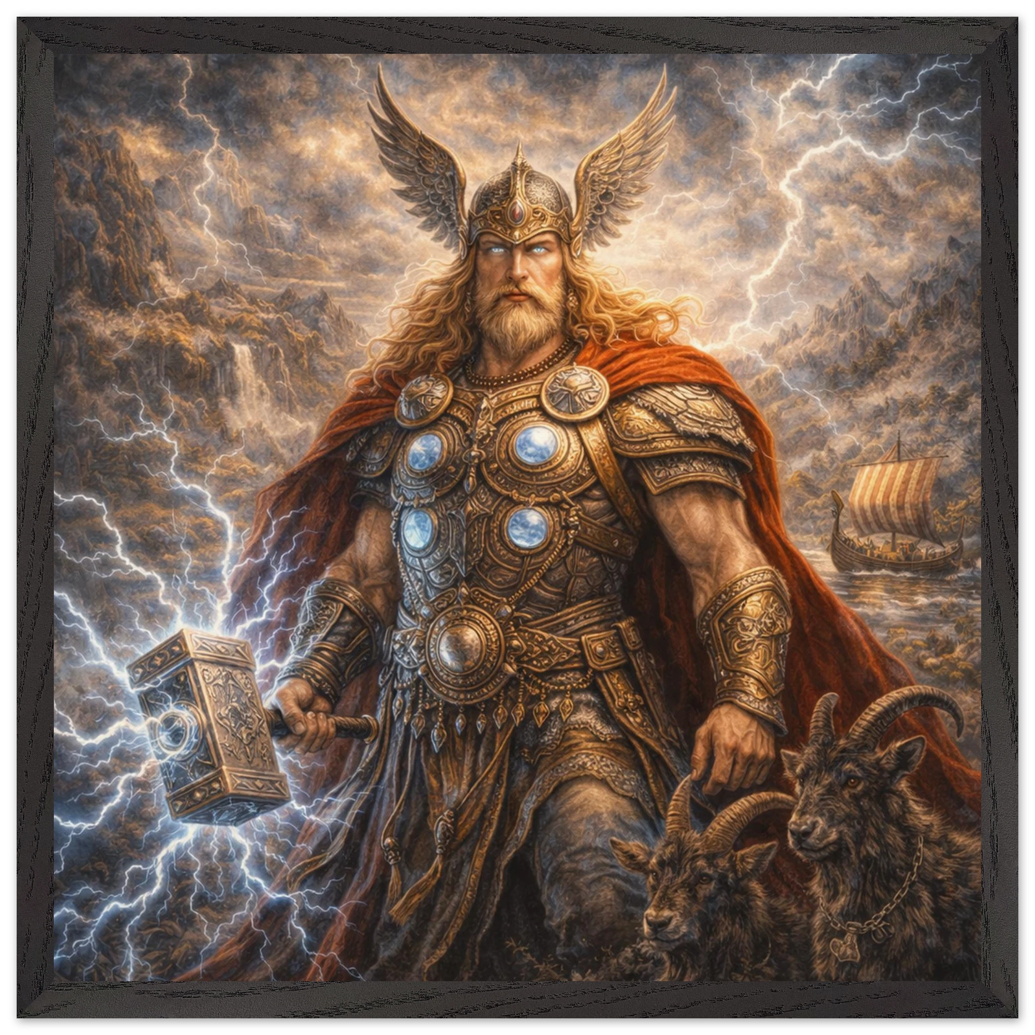 Thor – Mythologie Fine Art Print mit Rahmen | babasan