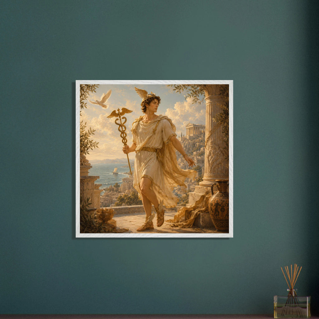 Hermes – Mythologie Fine Art Print mit Rahmen | babasan