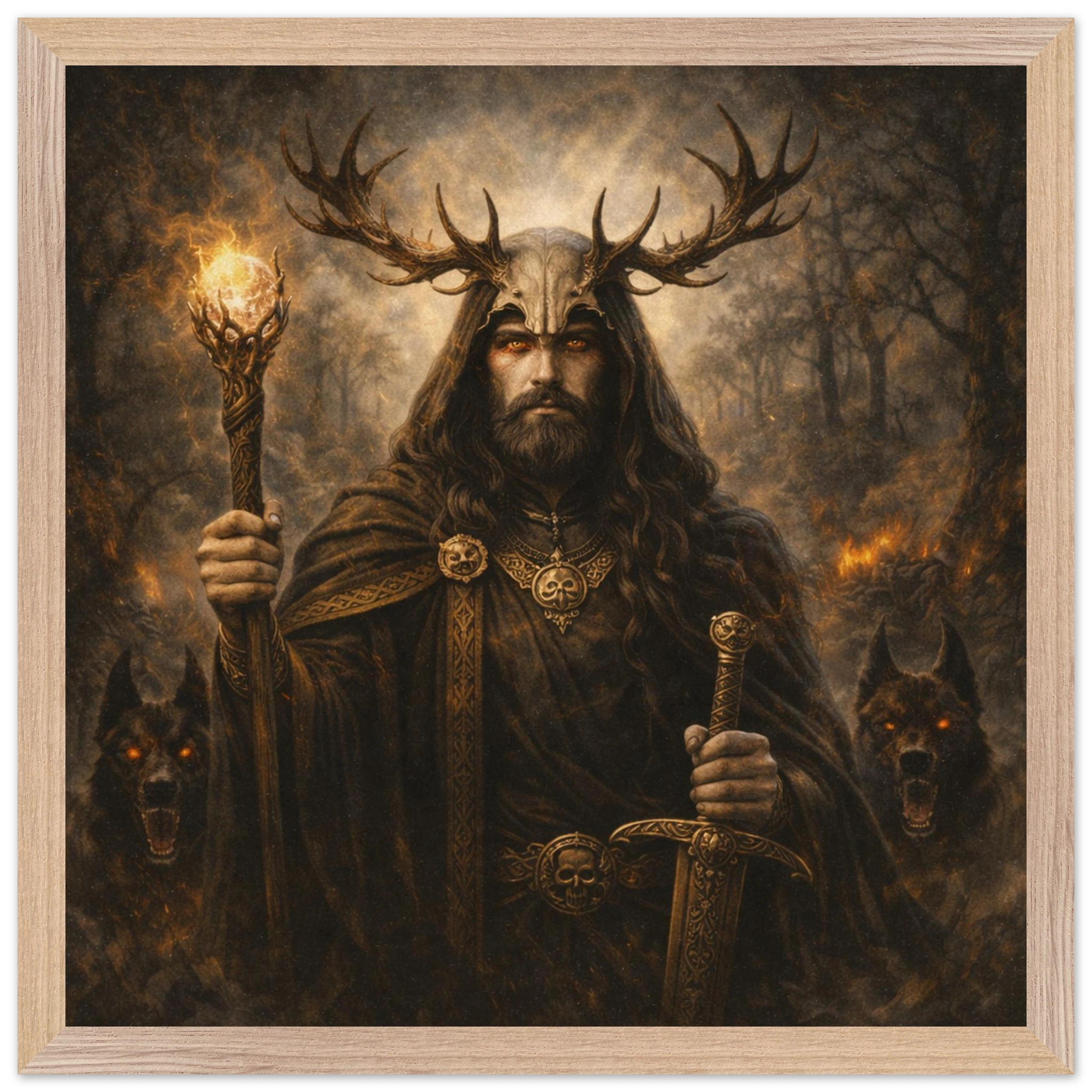 Arawn – Mythologie Fine Art Print mit Rahmen | babasan