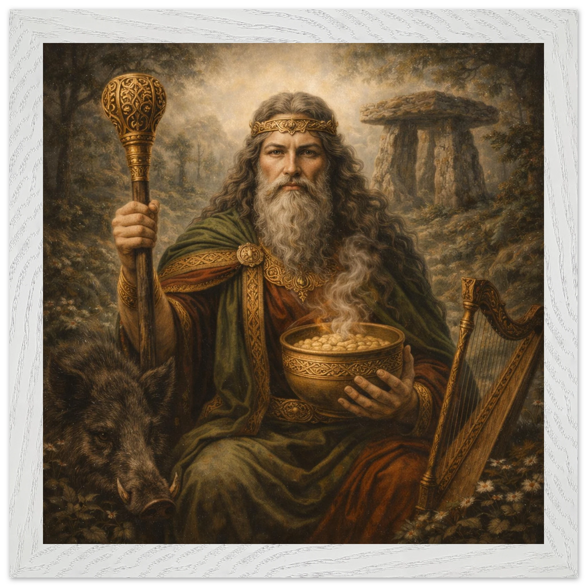 Dagda – Mythologie Fine Art Print mit Rahmen | babasan
