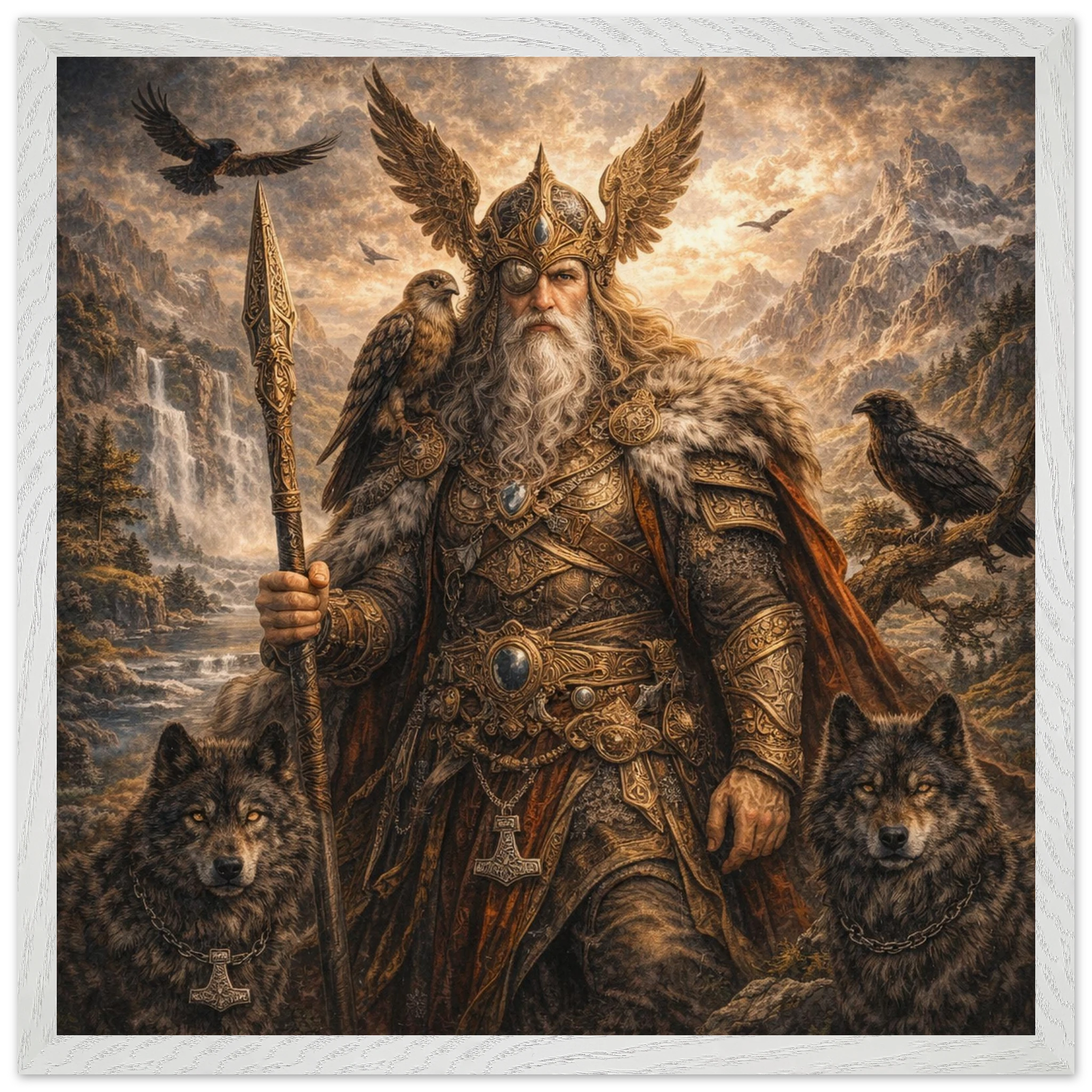 Odin – Mythologie Fine Art Print mit Rahmen | babasan