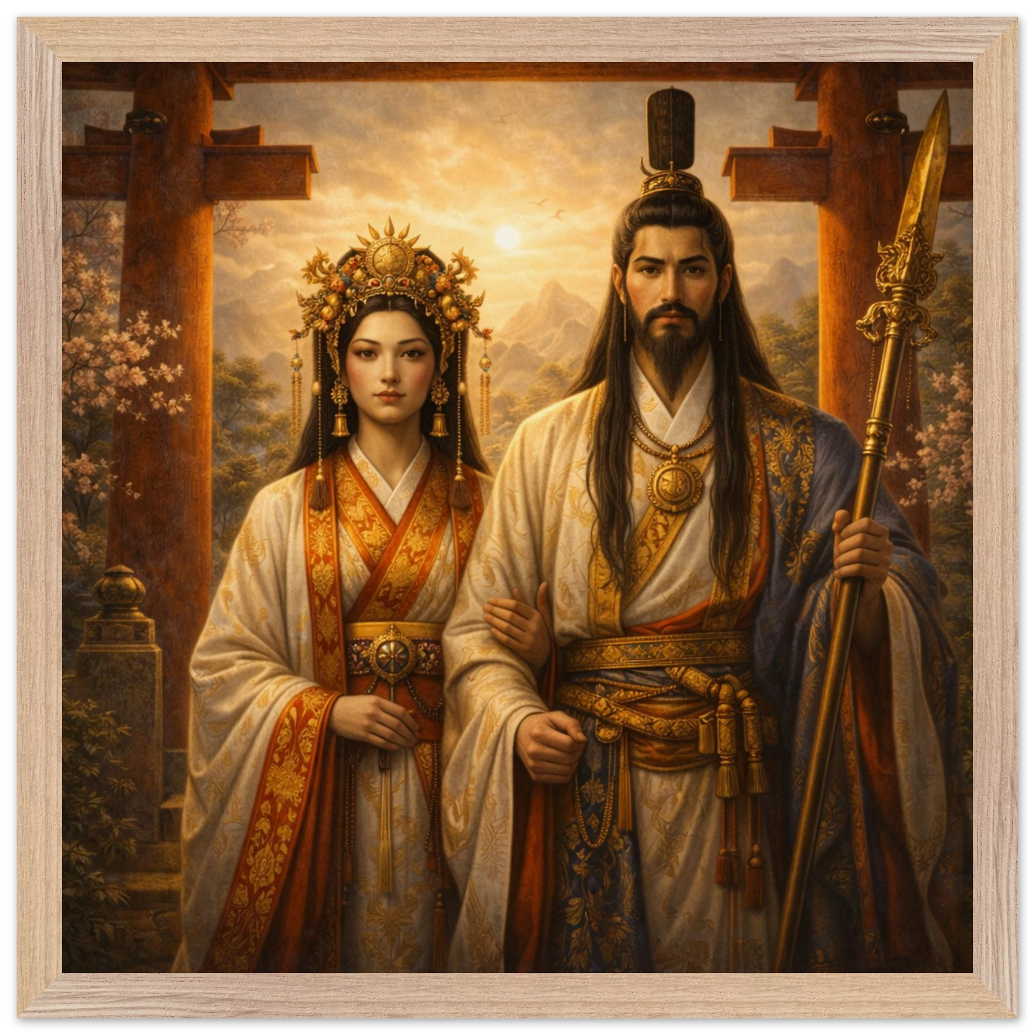 Izanagi Izanami – Mythologie Fine Art Print mit Rahmen | babasan