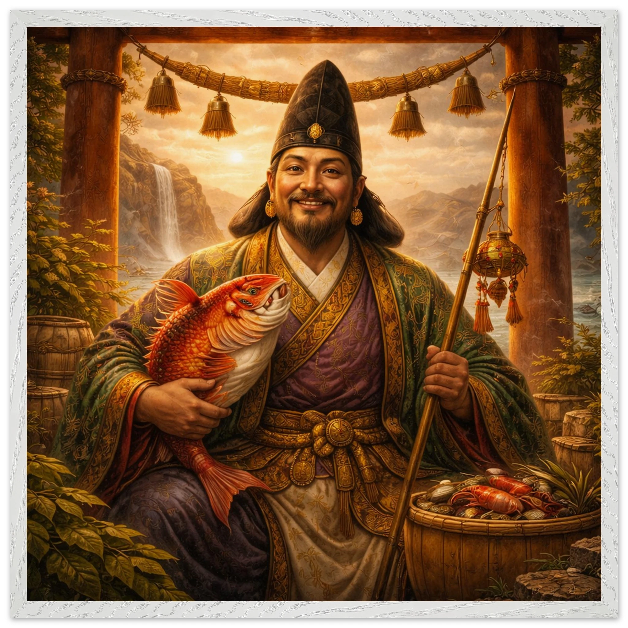 Ebisu – Mythologie Fine Art Print mit Rahmen | babasan