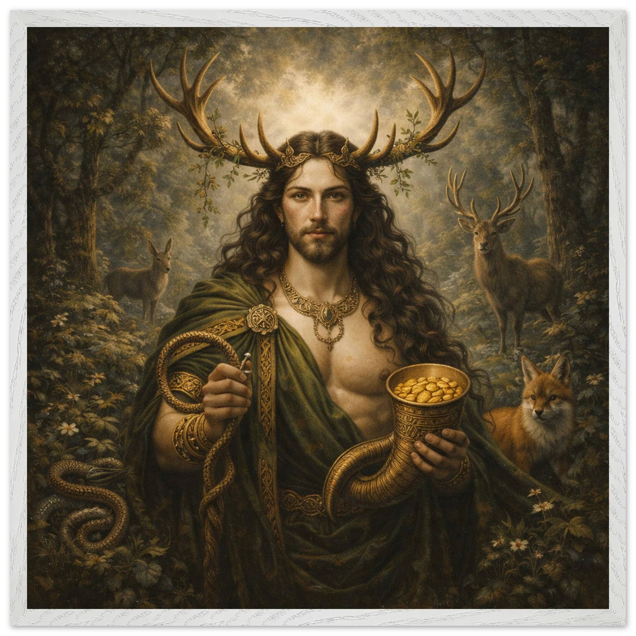 Cernunnos – Mythologie Fine Art Print mit Rahmen | babasan
