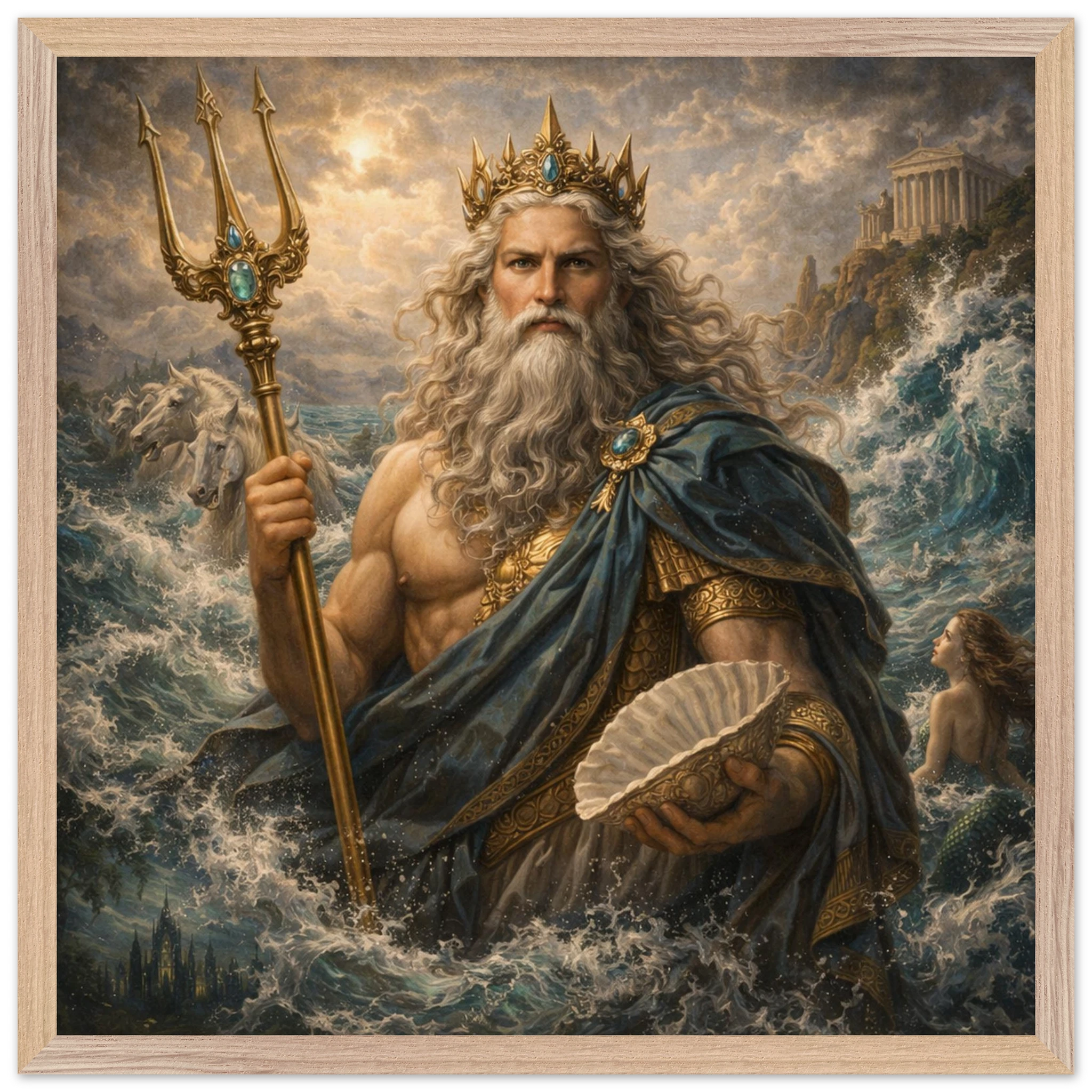 Neptun – Mythologie Fine Art Print mit Rahmen | babasan