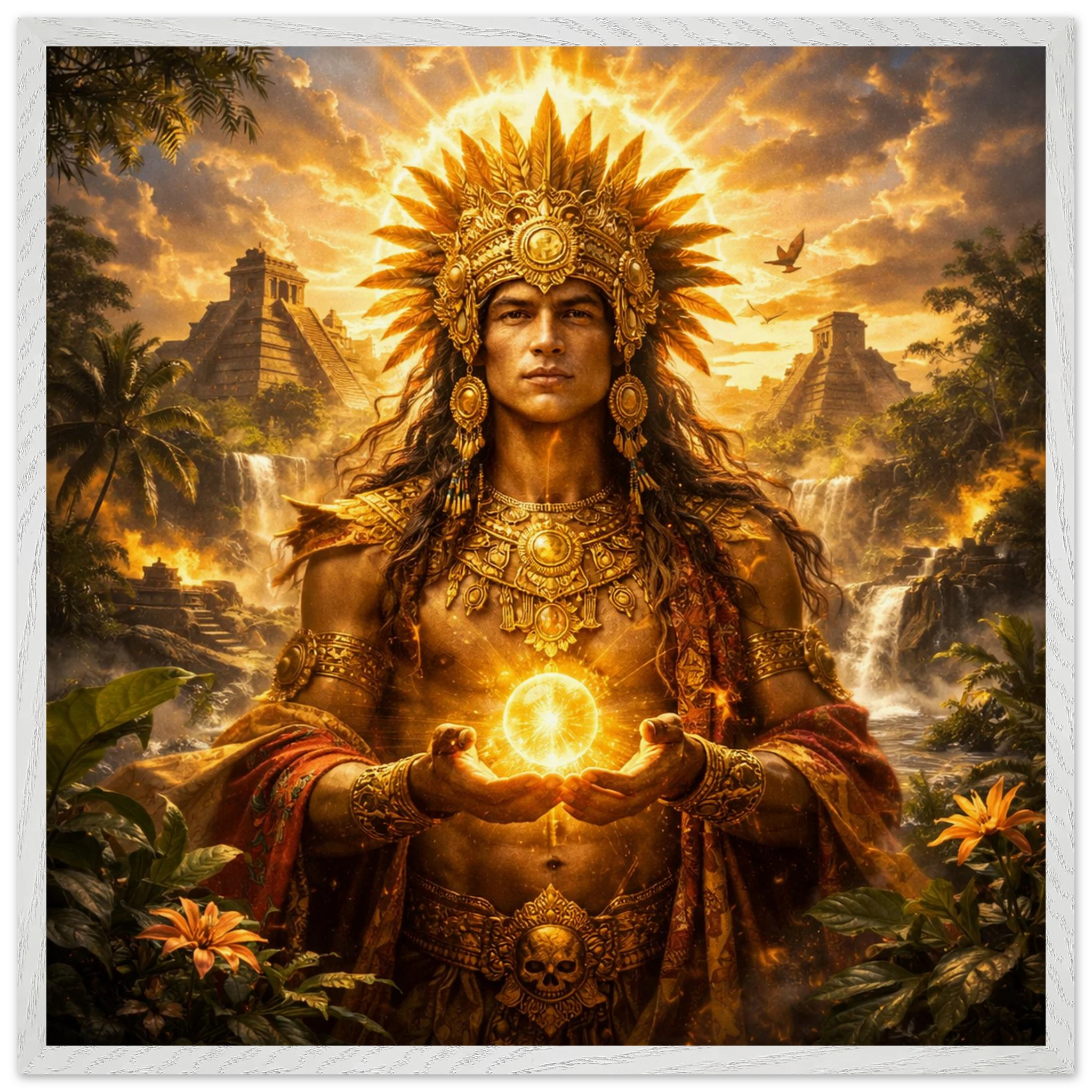 Kinich Ahau – Mythologie Fine Art Print mit Rahmen | babasan
