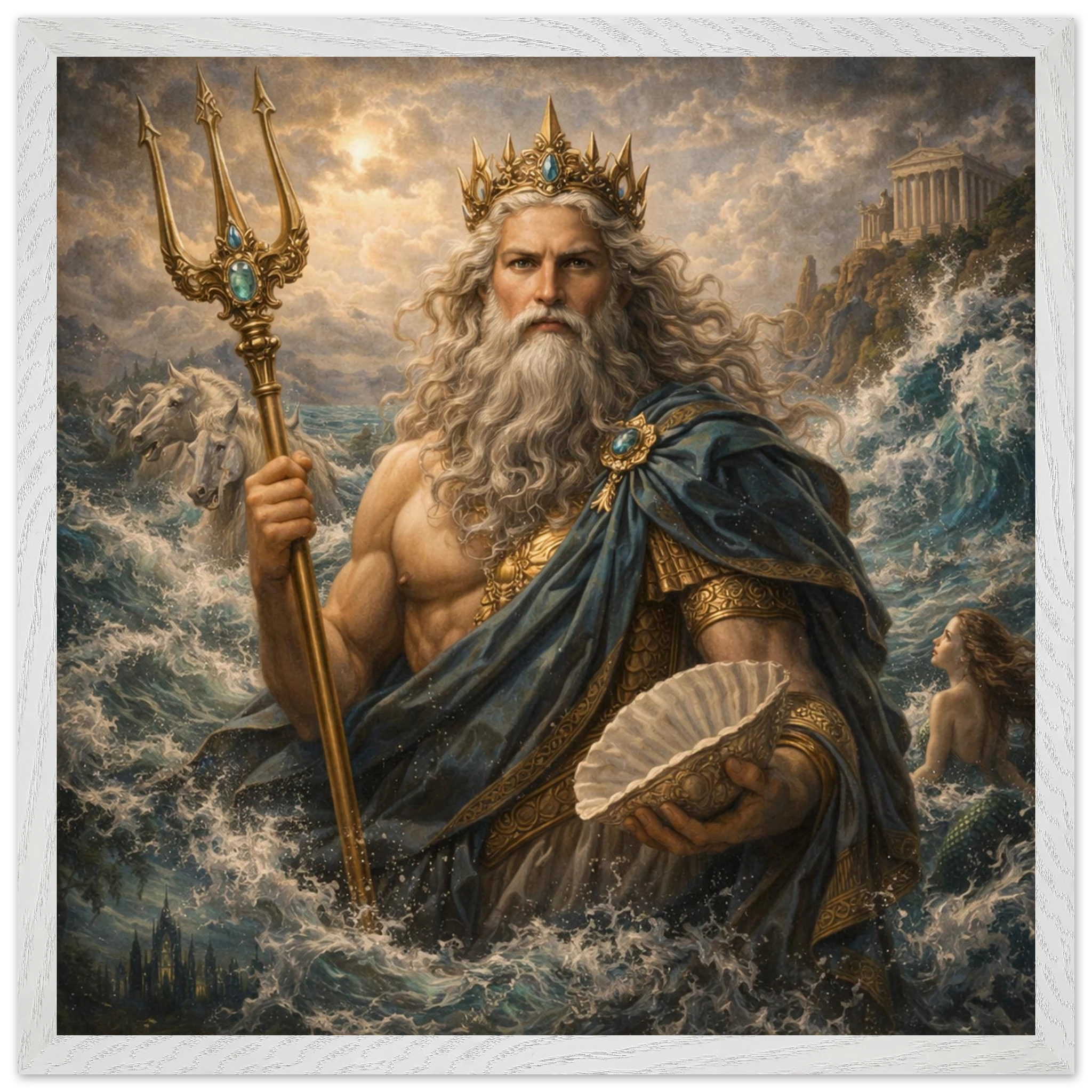 Neptun – Mythologie Fine Art Print mit Rahmen | babasan