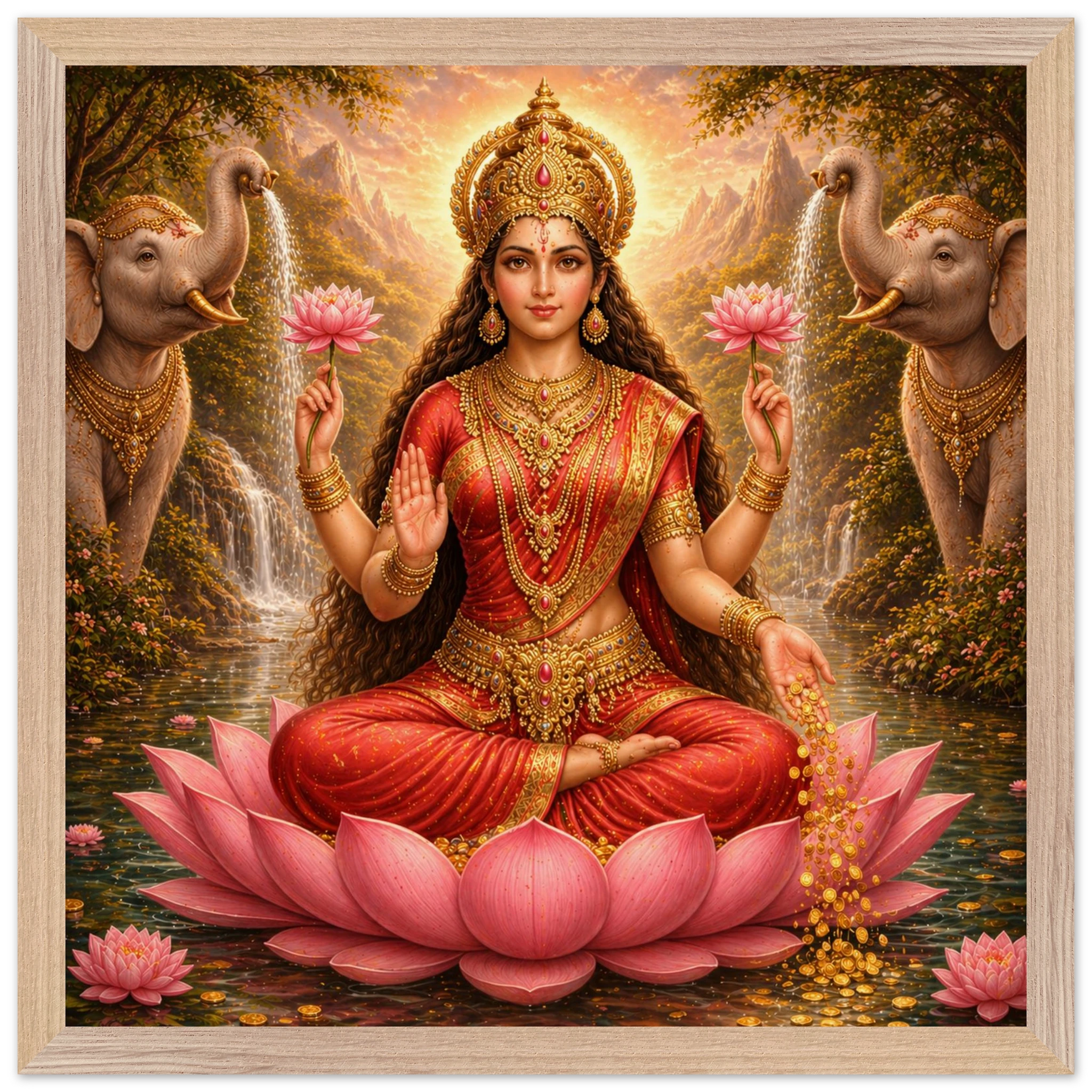 Lakshmi – Mythologie Fine Art Print mit Rahmen | babasan