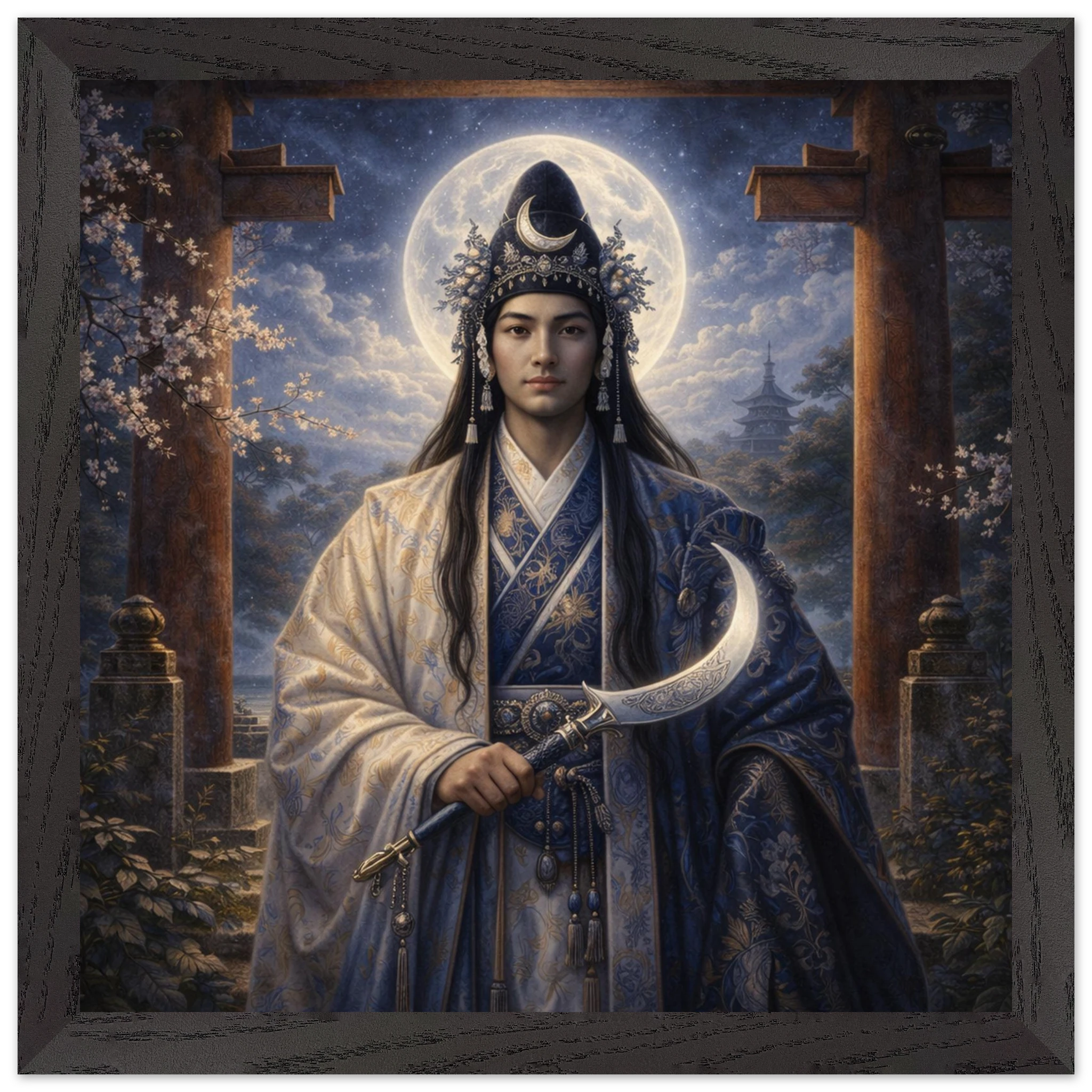 Tsukiyomi – Mythologie Fine Art Print mit Rahmen | babasan
