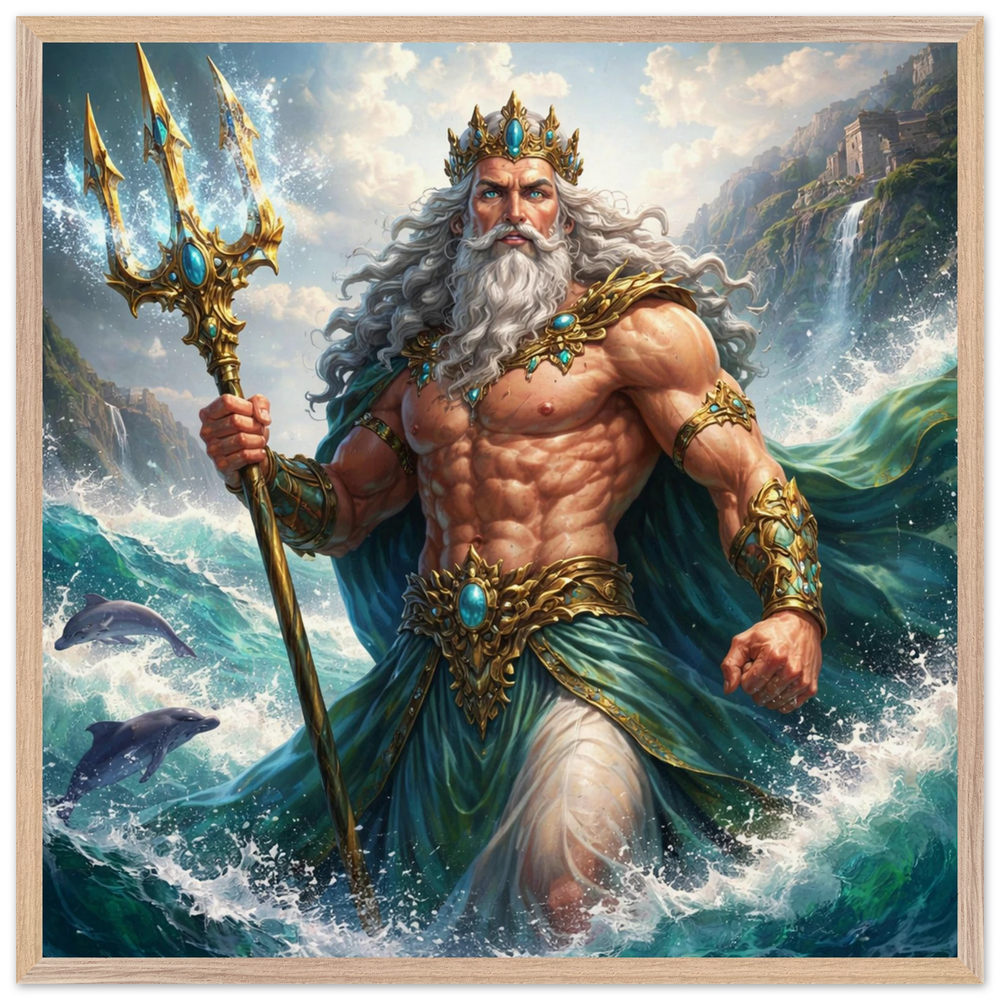 Poseidon – Mythologie Fine Art Print mit Rahmen | babasan