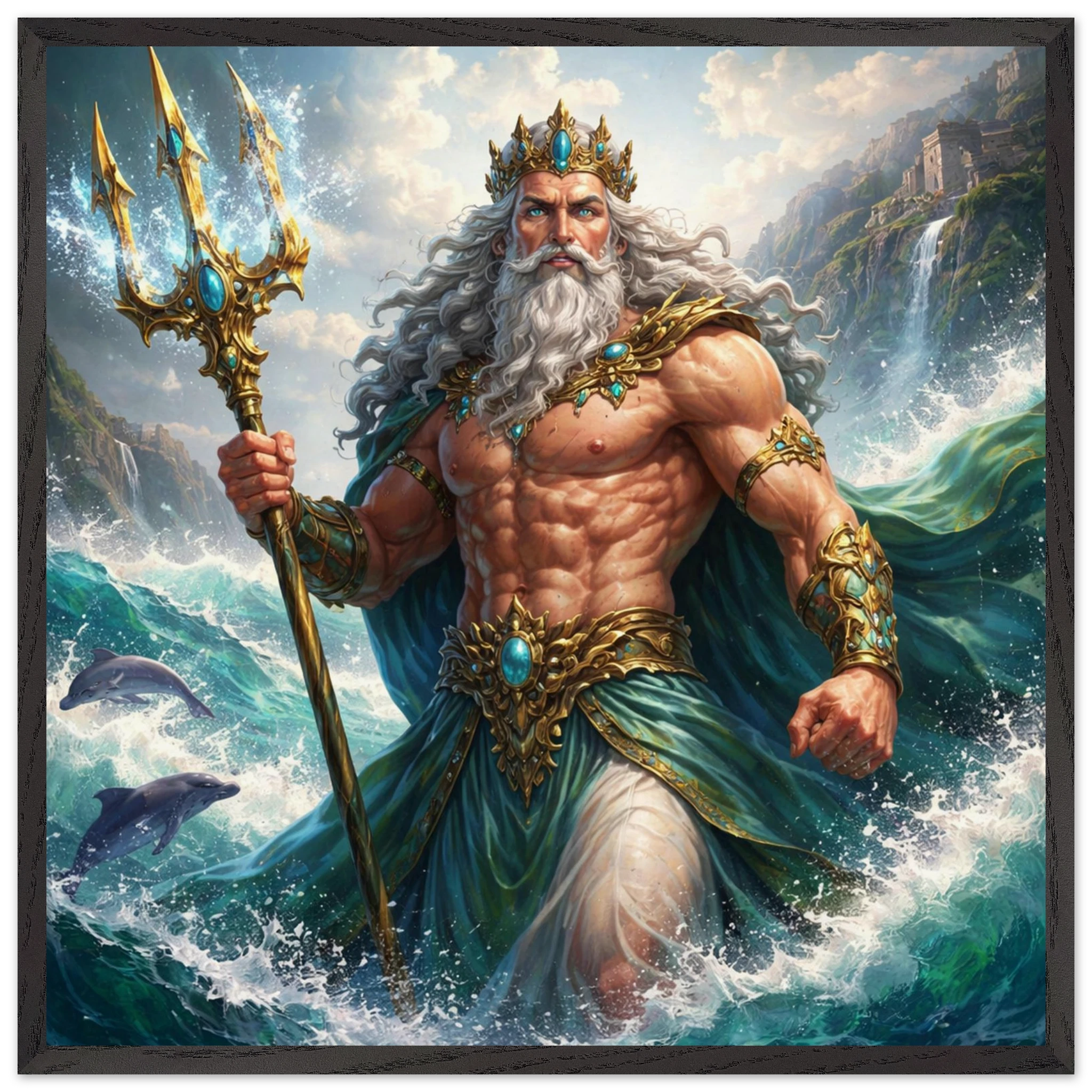 Poseidon – Mythologie Fine Art Print mit Rahmen | babasan