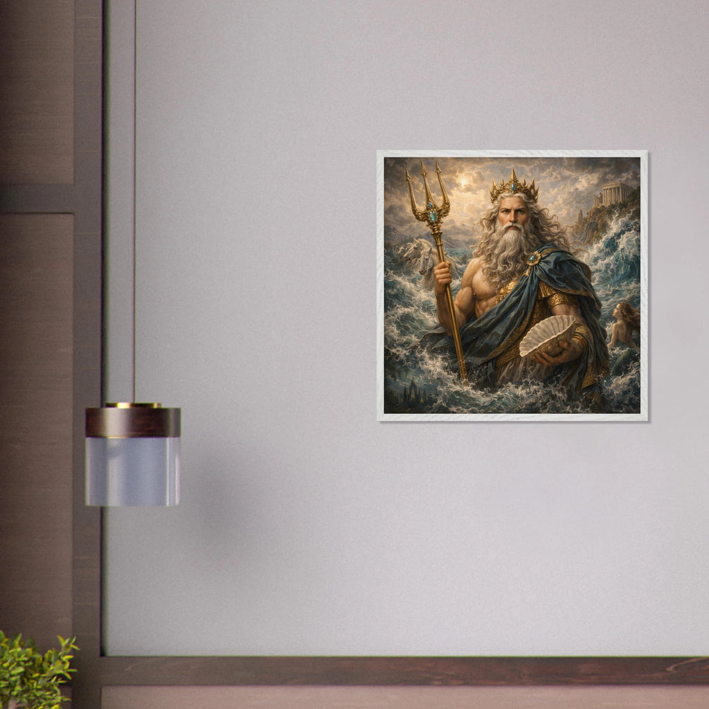 Neptun – Mythologie Fine Art Print mit Rahmen | babasan
