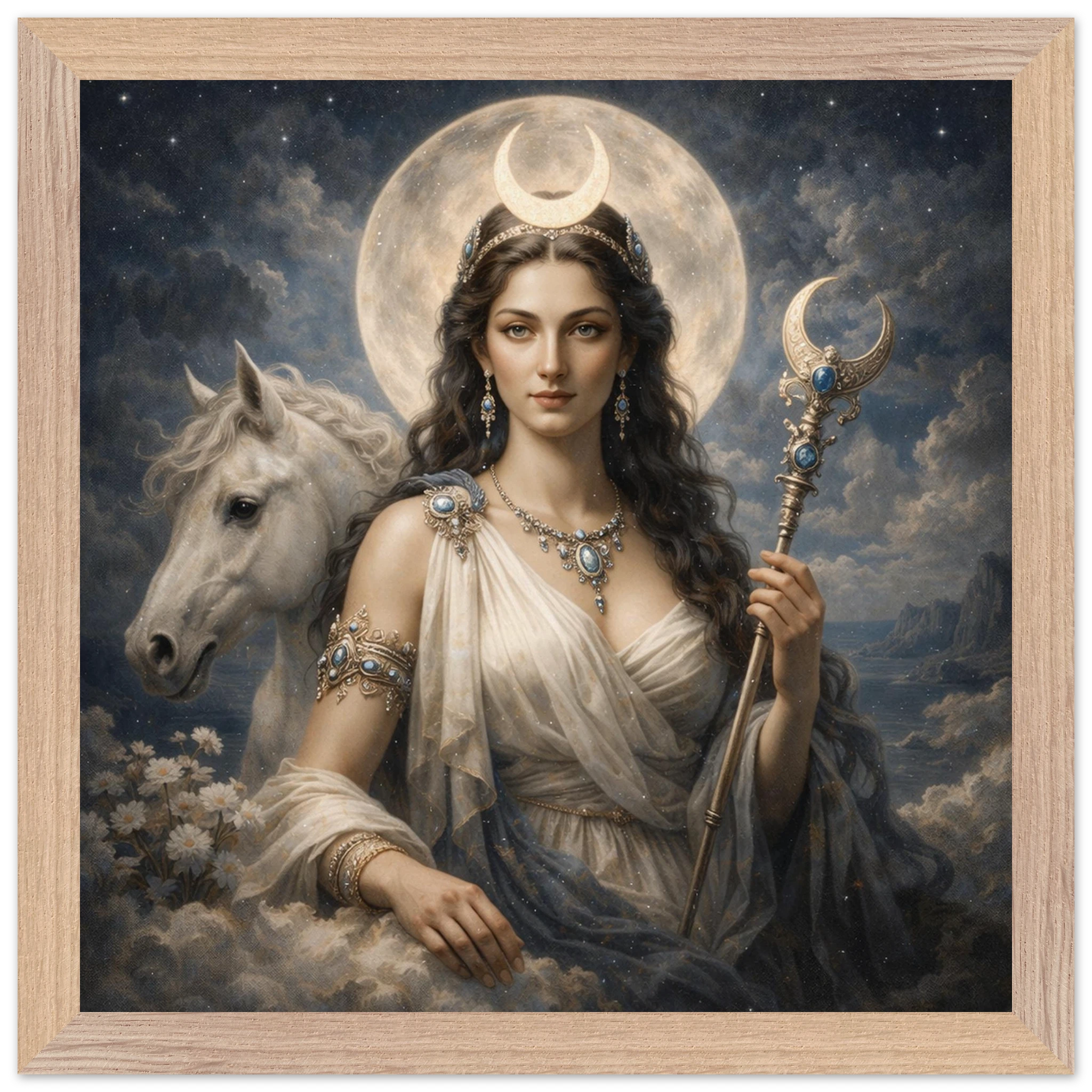 Luna – Mythologie Fine Art Print mit Rahmen | babasan