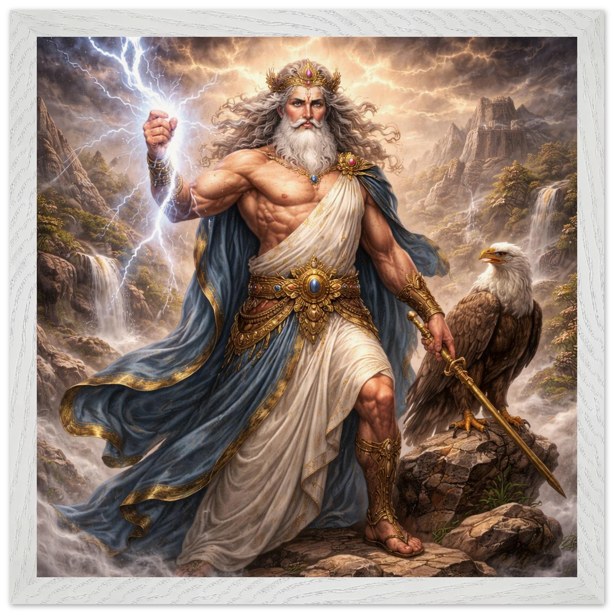 Zeus – Mythologie Fine Art Print mit Rahmen | babasan