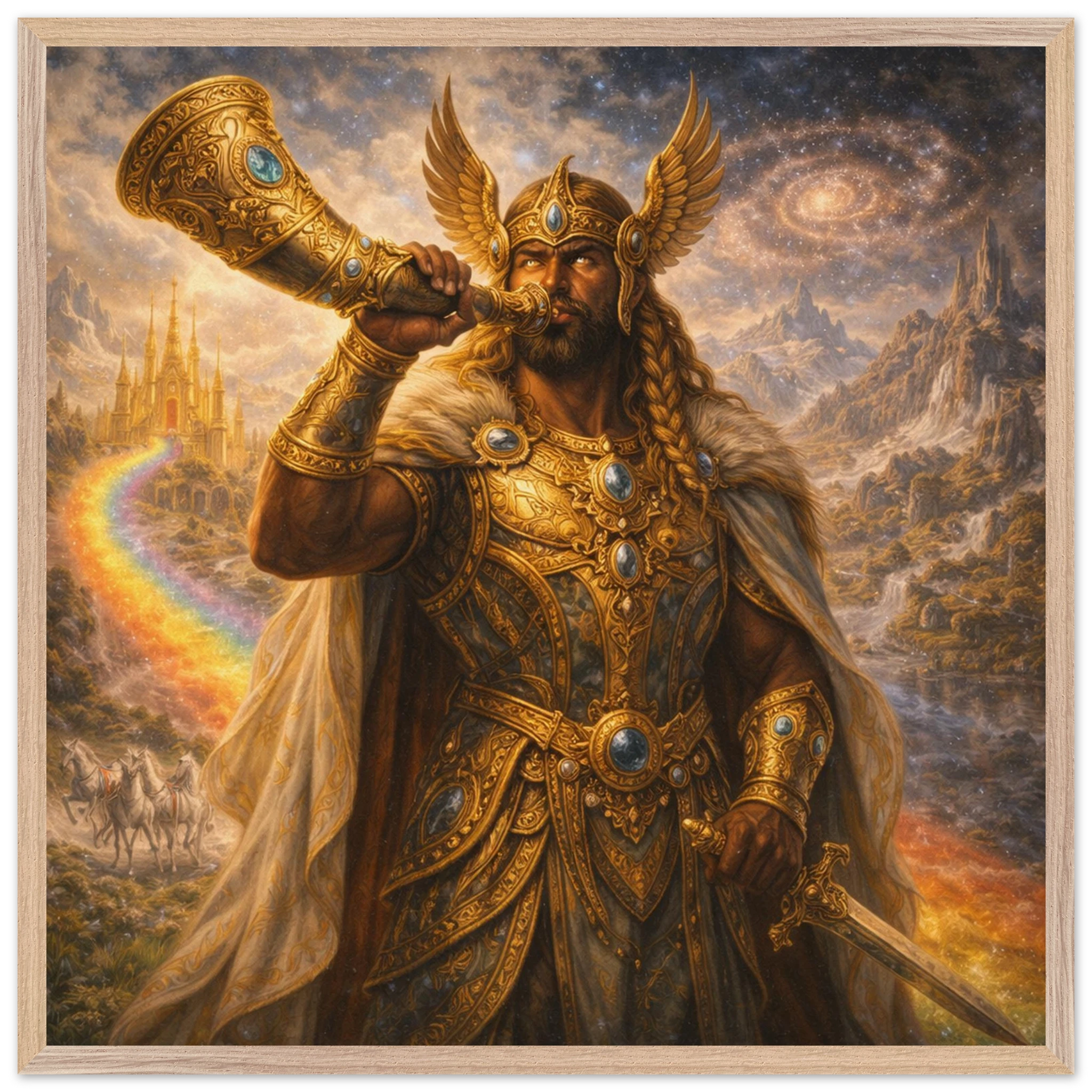 Heimdall – Mythologie Fine Art Print mit Rahmen | babasan