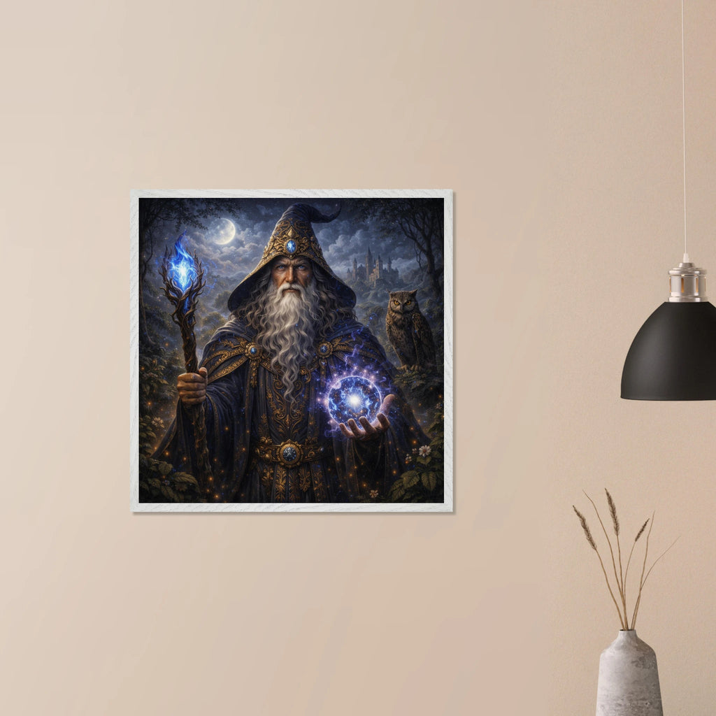 Merlin – Mythologie Fine Art Print mit Rahmen | babasan