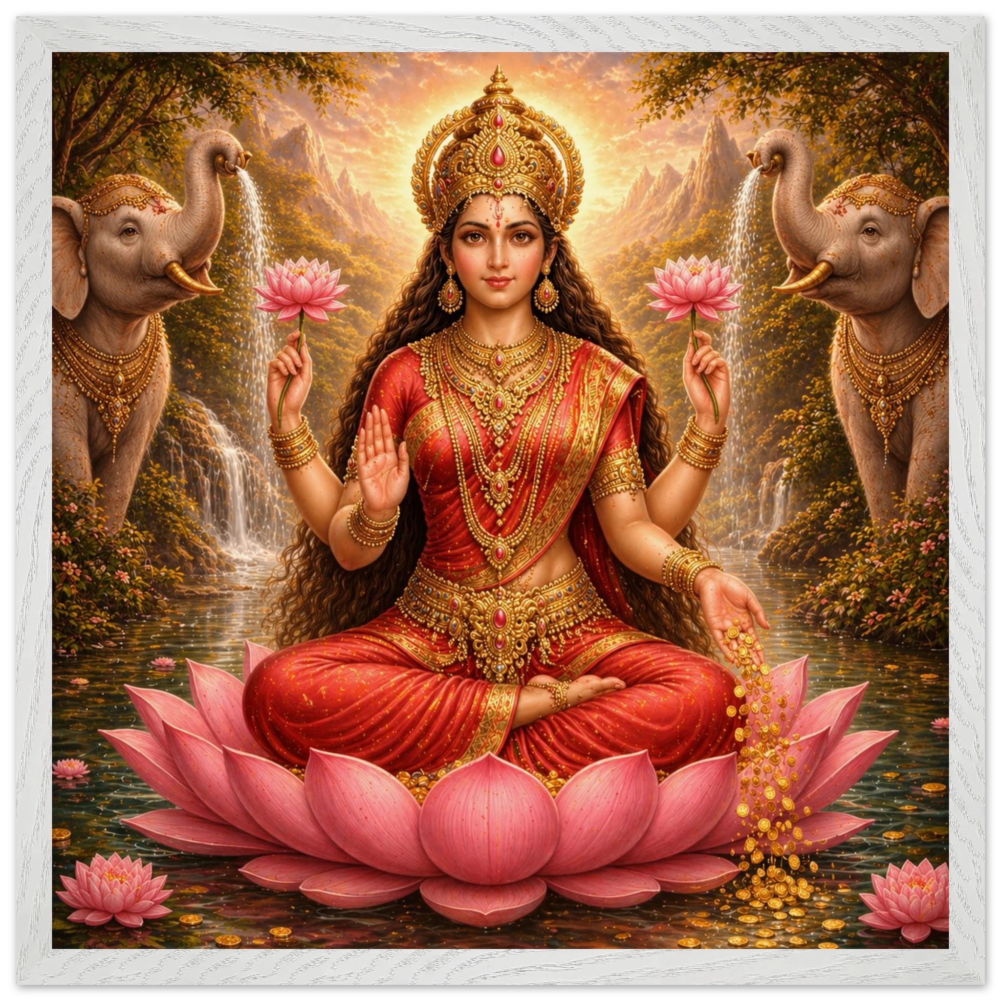 Lakshmi – Mythologie Fine Art Print mit Rahmen | babasan