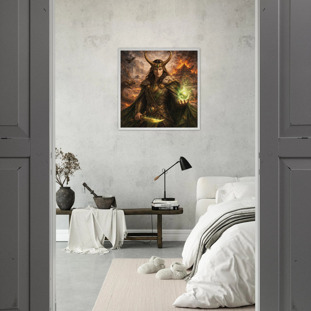 Loki – Mythologie Fine Art Print mit Rahmen | babasan