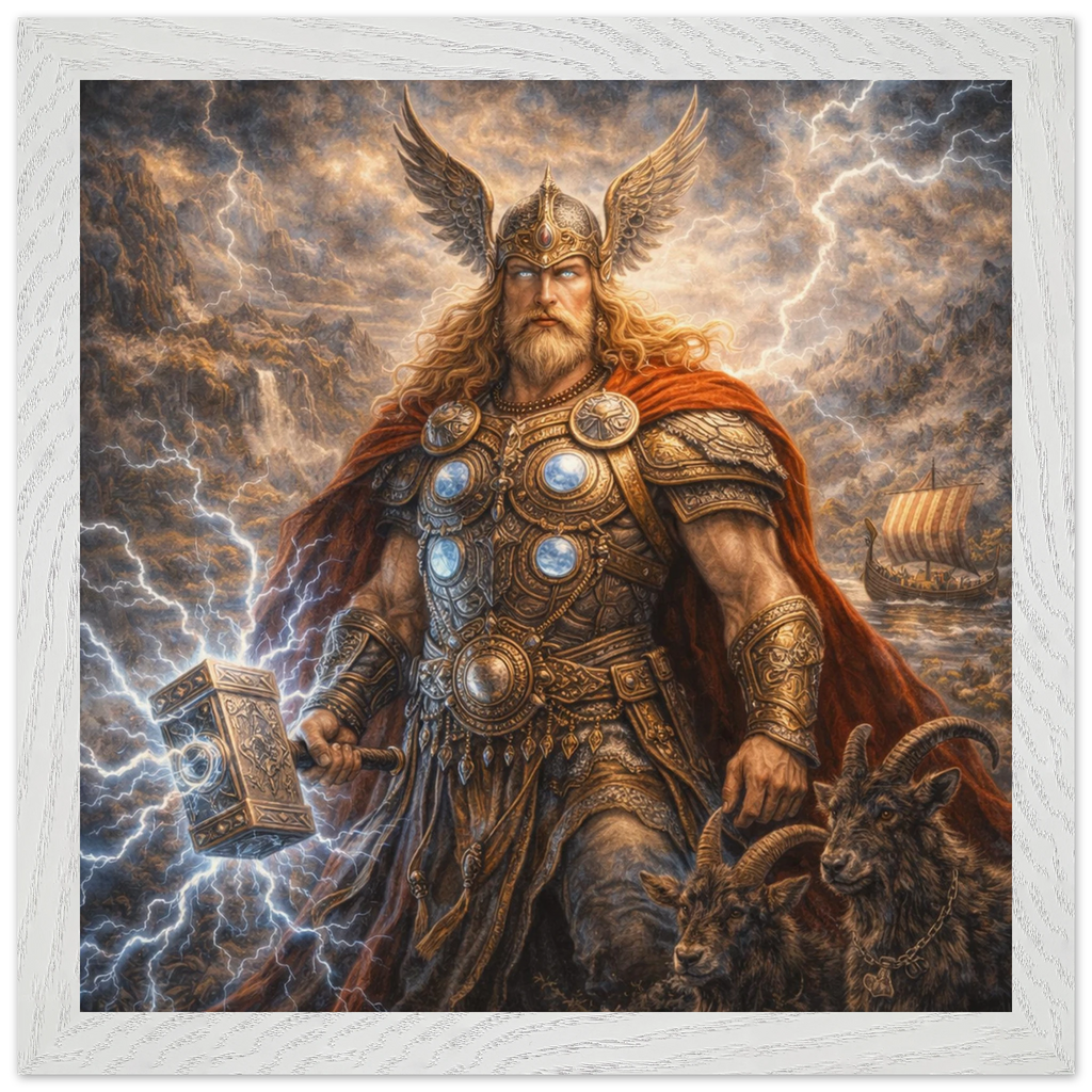 Thor – Mythologie Fine Art Print mit Rahmen | babasan
