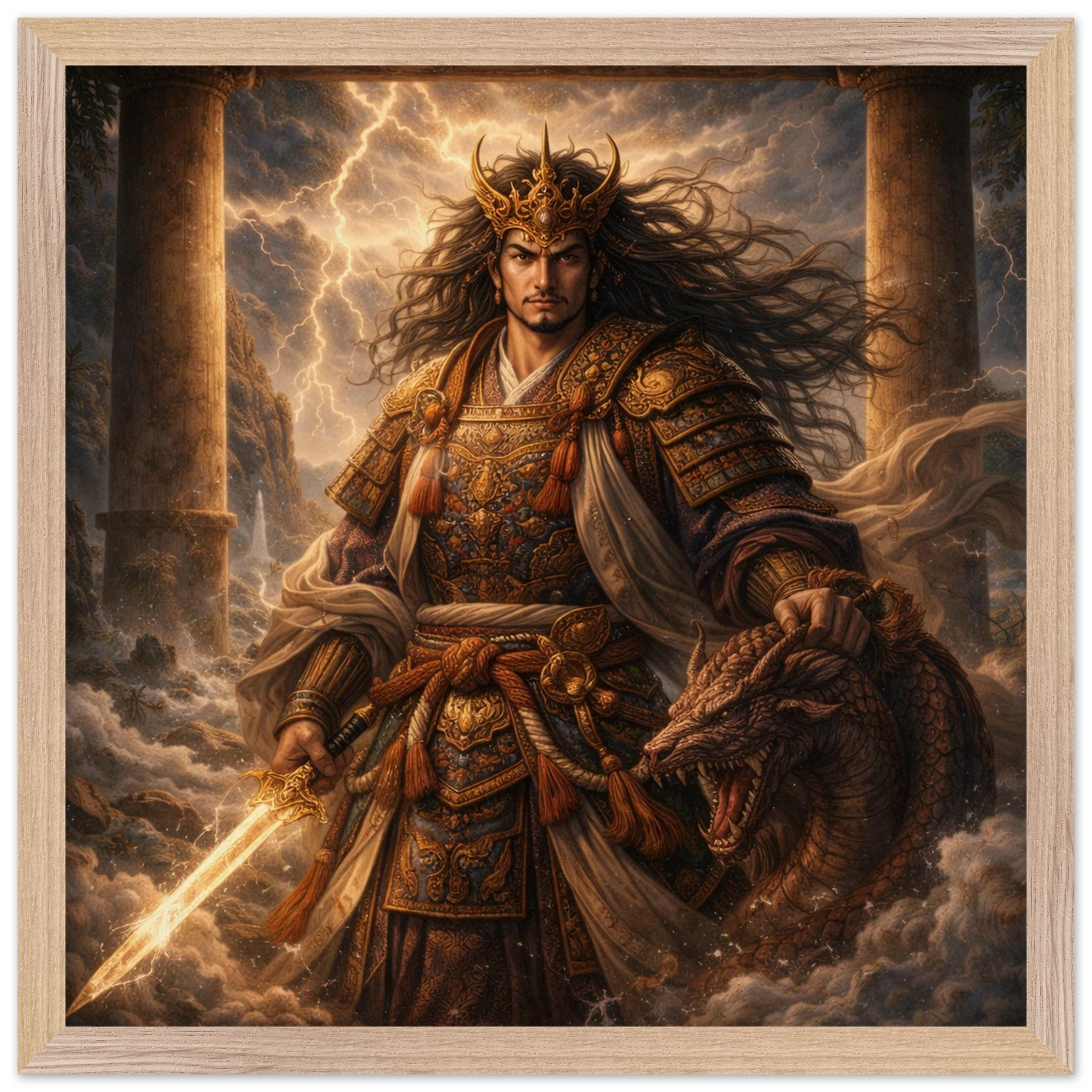 Susanoo – Mythologie Fine Art Print mit Rahmen | babasan