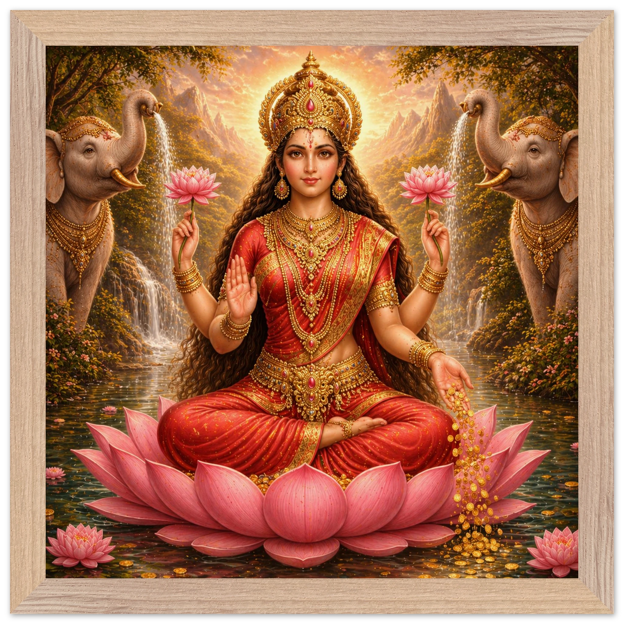 Lakshmi – Mythologie Fine Art Print mit Rahmen | babasan