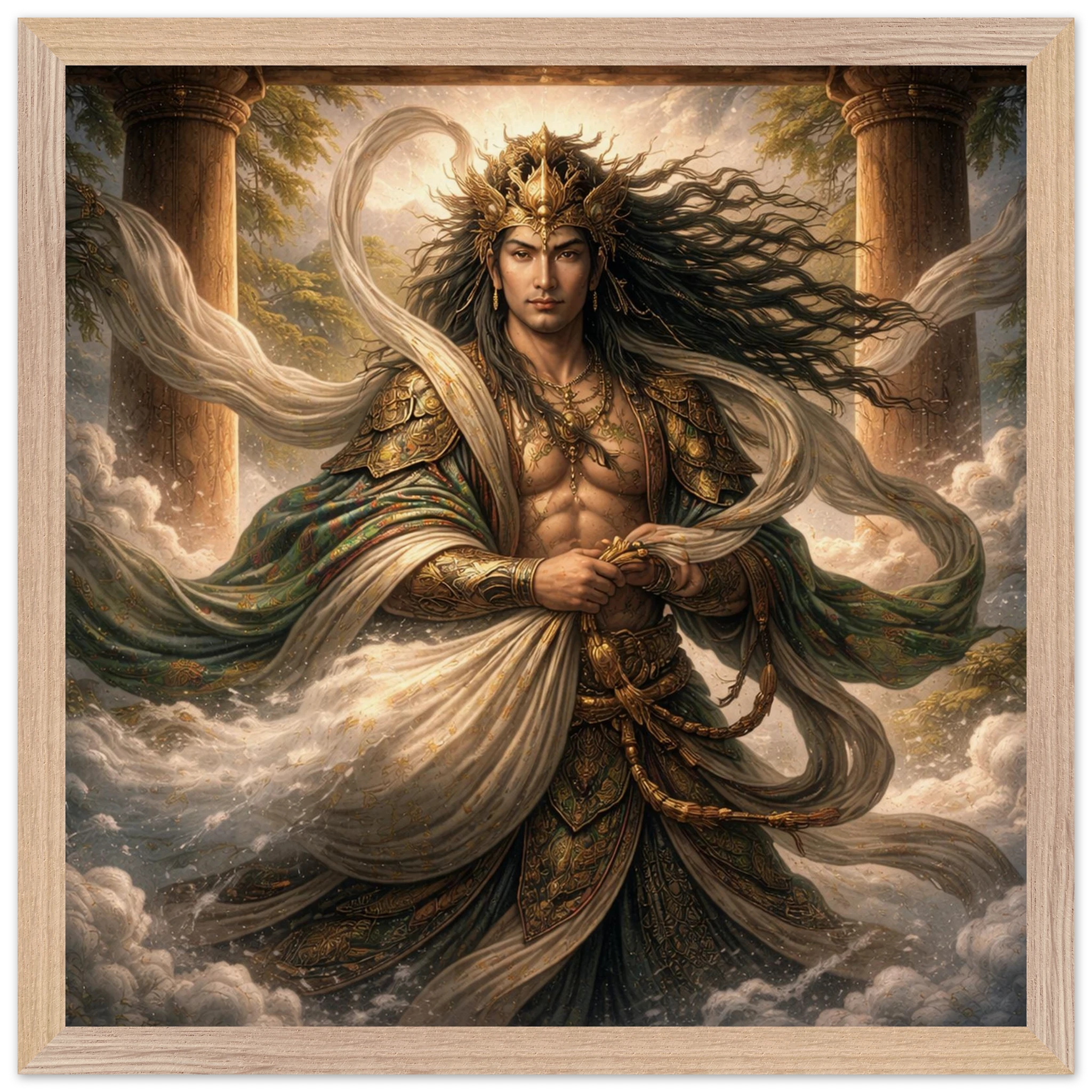 Fūjin – Mythologie Fine Art Print mit Rahmen | babasan