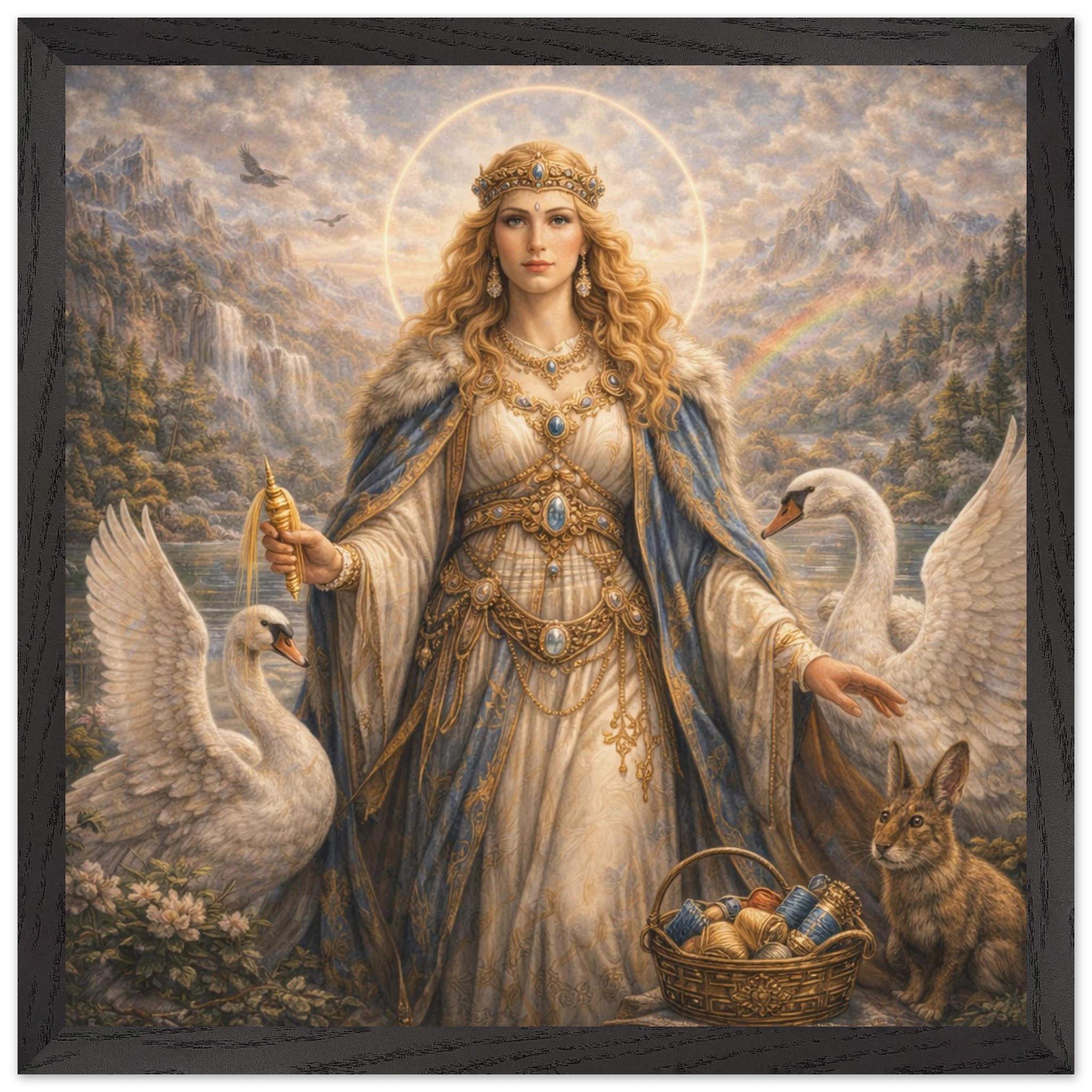 Frigg – Mythologie Fine Art Print mit Rahmen | babasan