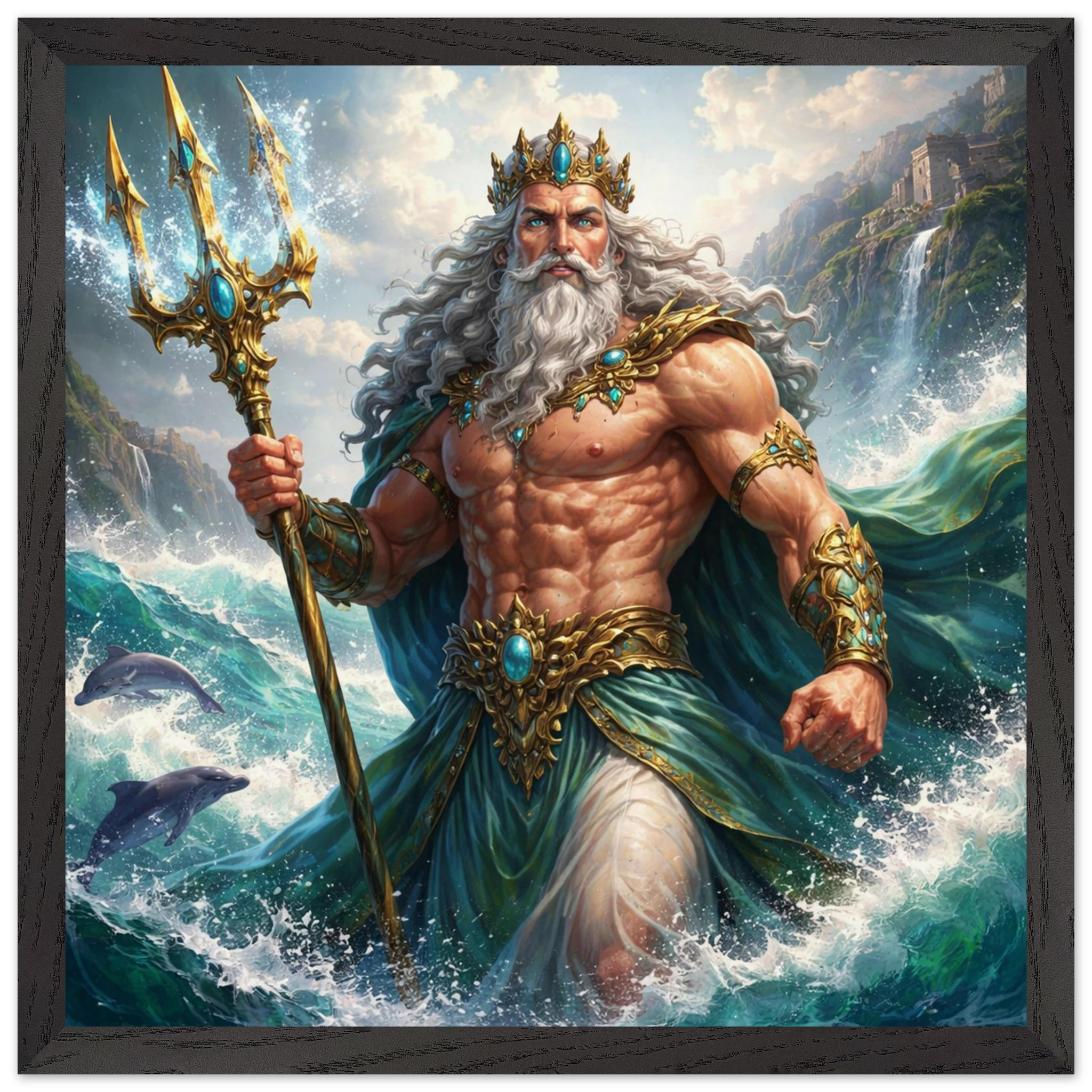 Poseidon – Mythologie Fine Art Print mit Rahmen | babasan
