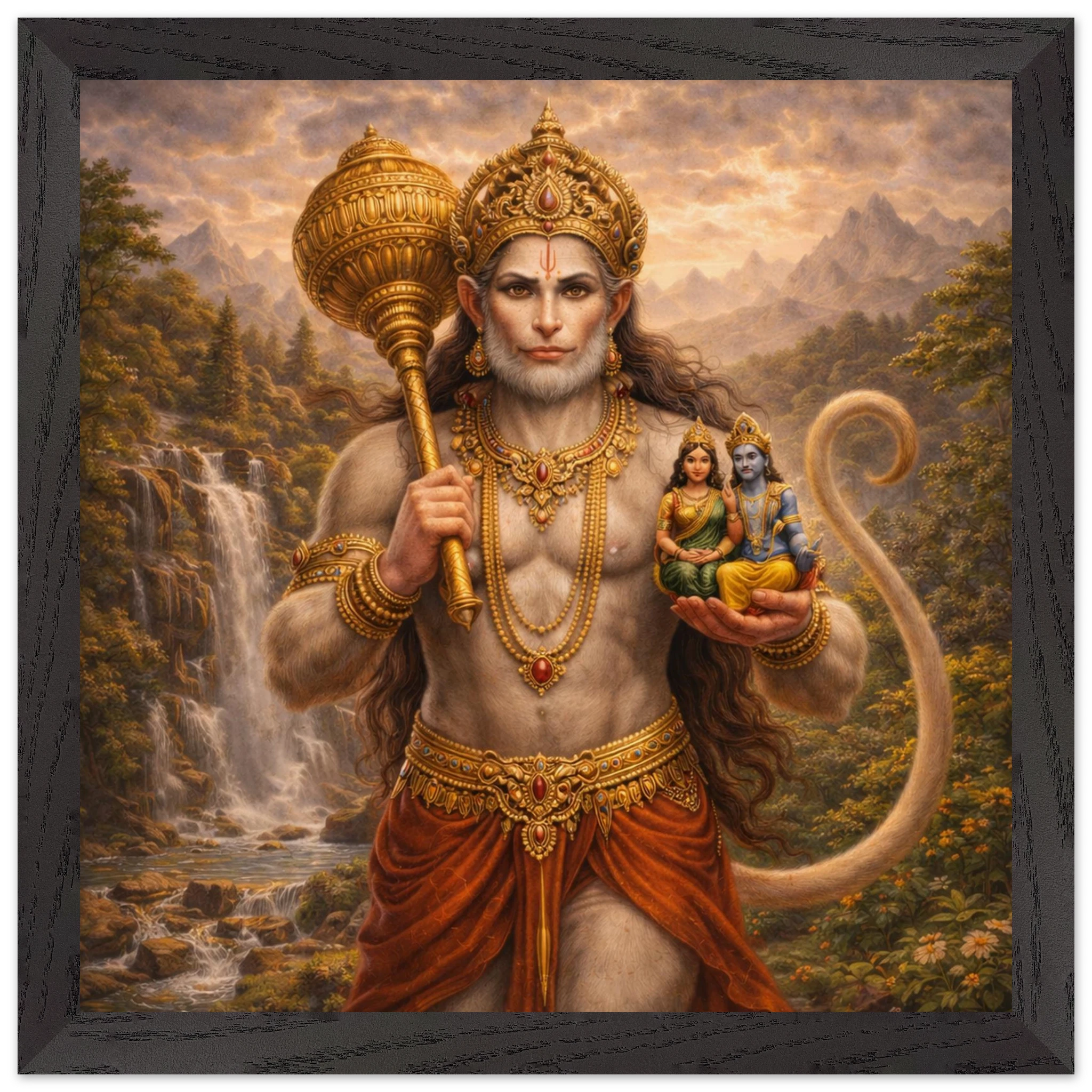 Hanuman – Mythologie Fine Art Print mit Rahmen | babasan