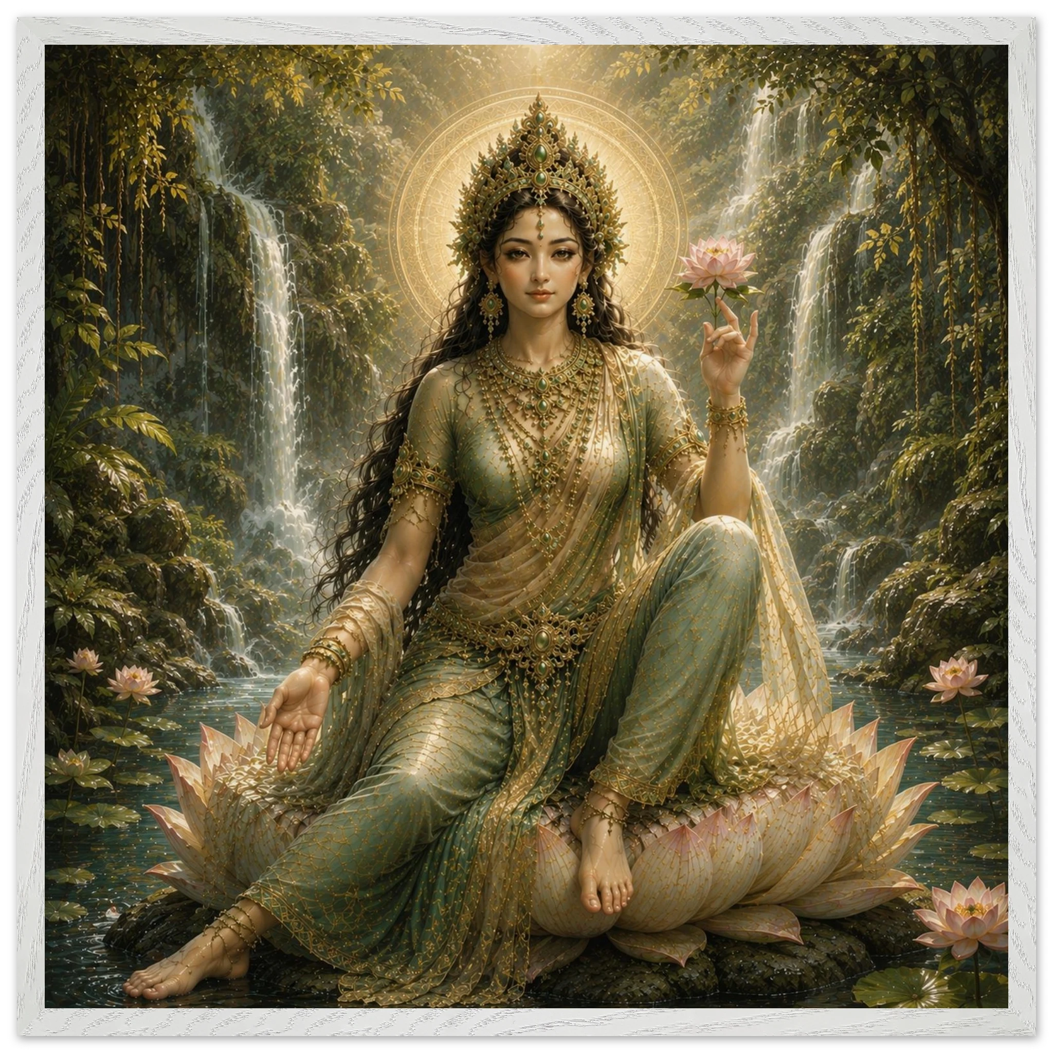 Grüne Tara – Mythologie Fine Art Print mit Rahmen | babasan