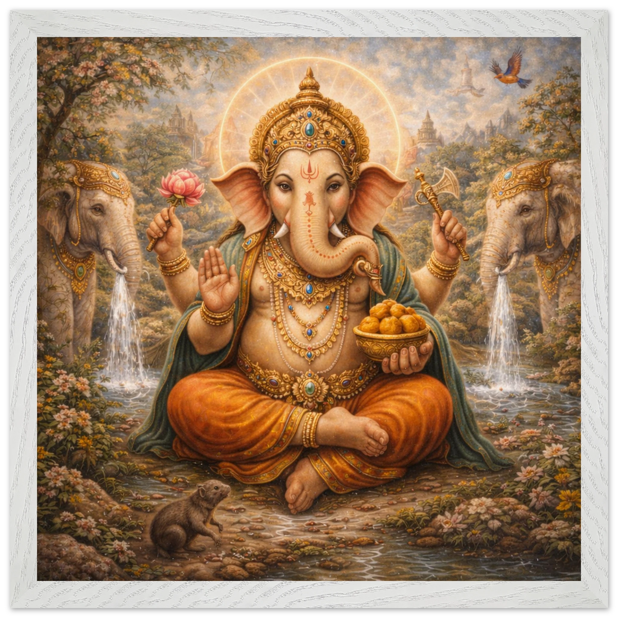 Ganesha – Mythologie Fine Art Print mit Rahmen | babasan