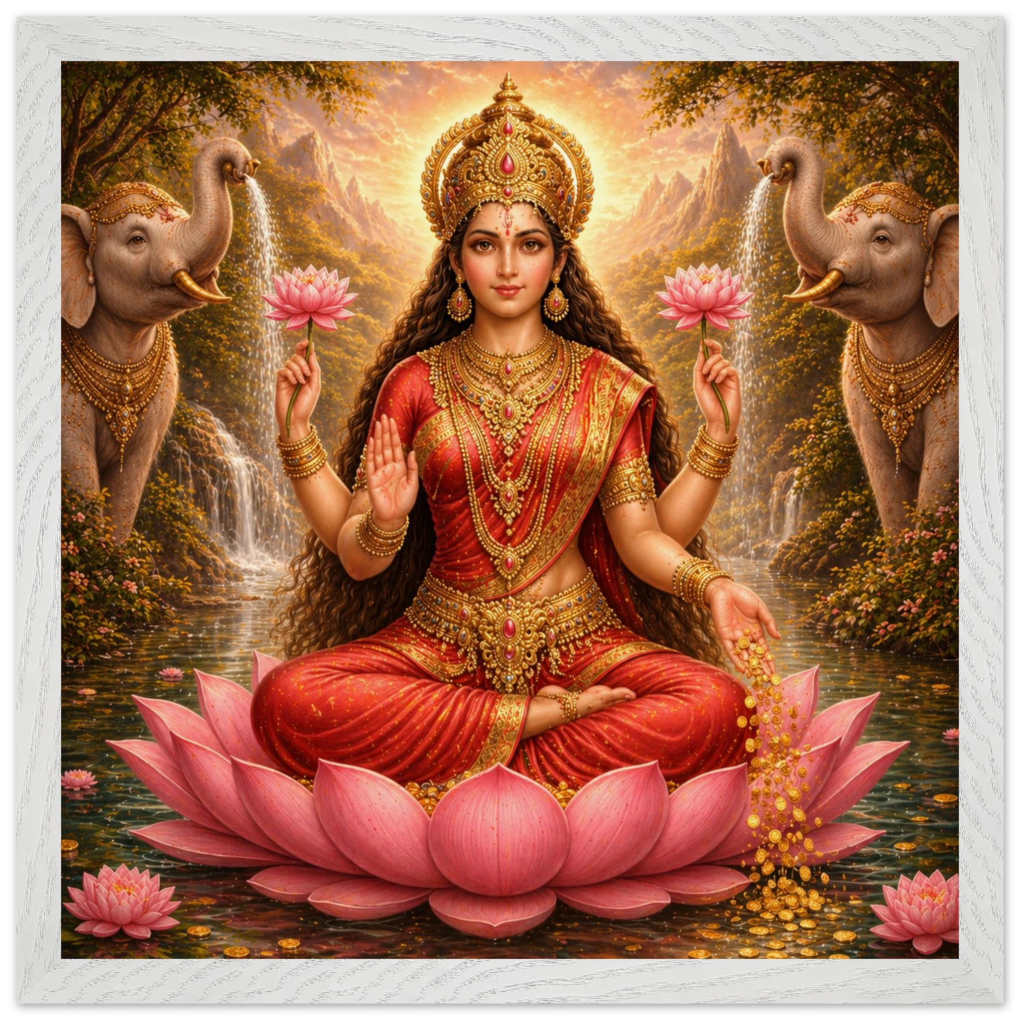 Lakshmi – Mythologie Fine Art Print mit Rahmen | babasan