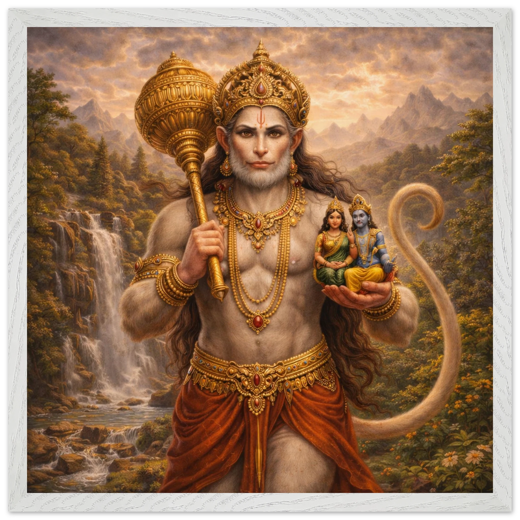 Hanuman – Mythologie Fine Art Print mit Rahmen | babasan