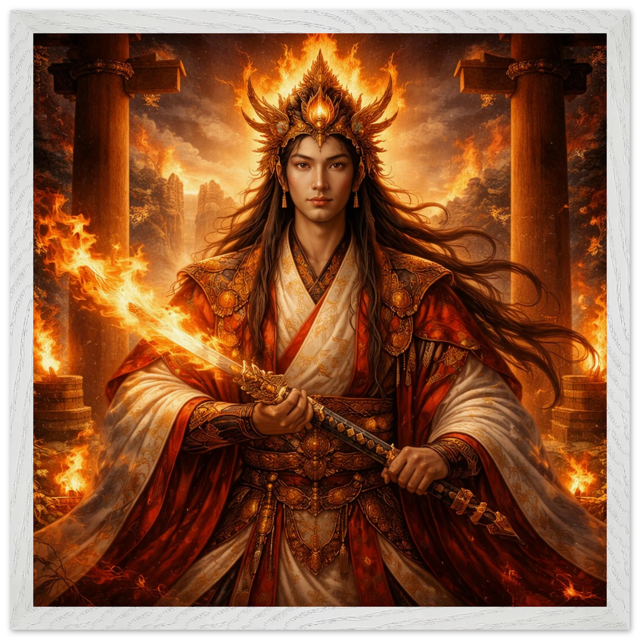 Kagutsuchi – Mythologie Fine Art Print mit Rahmen | babasan