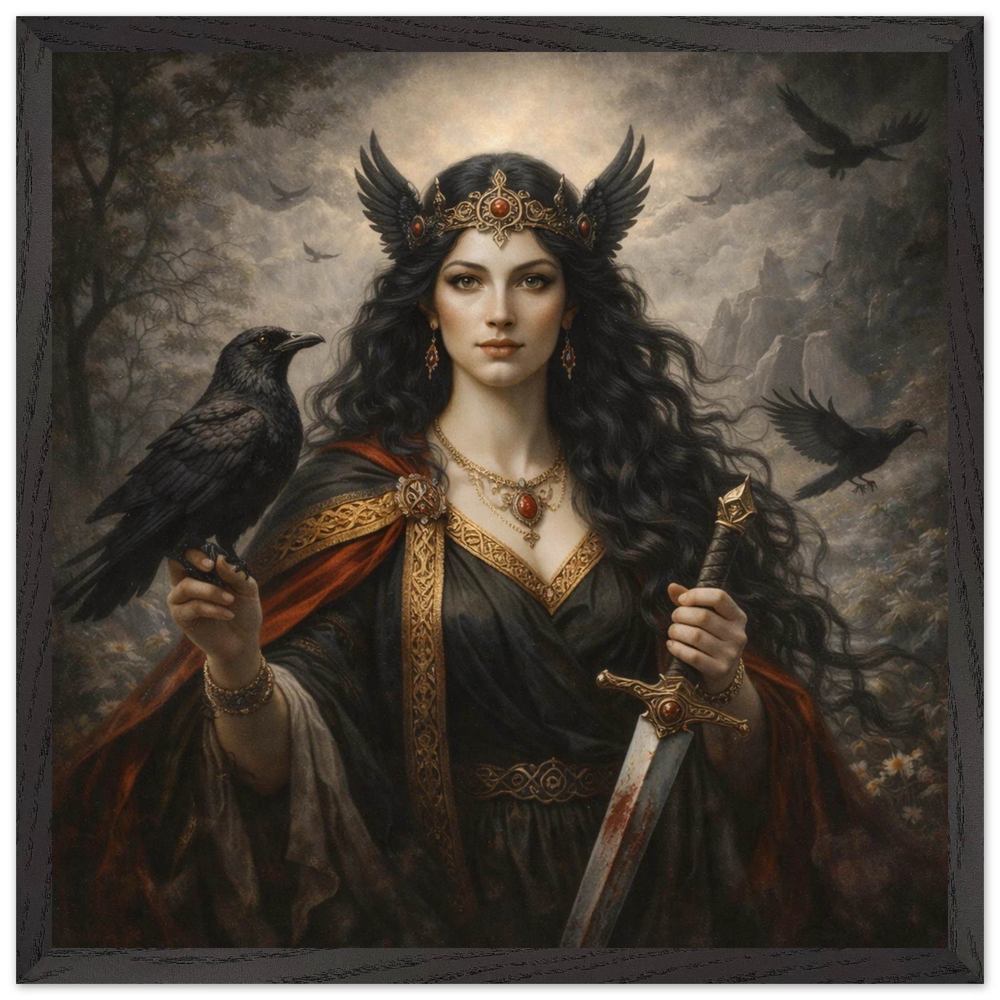 Morrigan – Mythologie Fine Art Print mit Rahmen | babasan