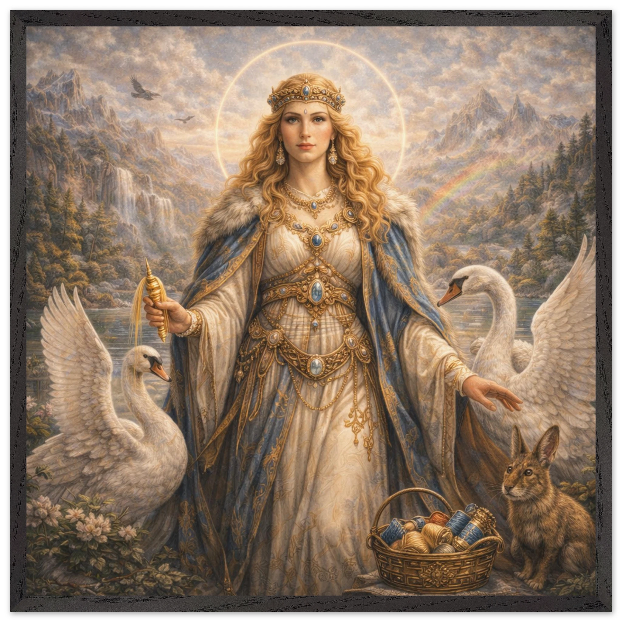 Frigg – Mythologie Fine Art Print mit Rahmen | babasan