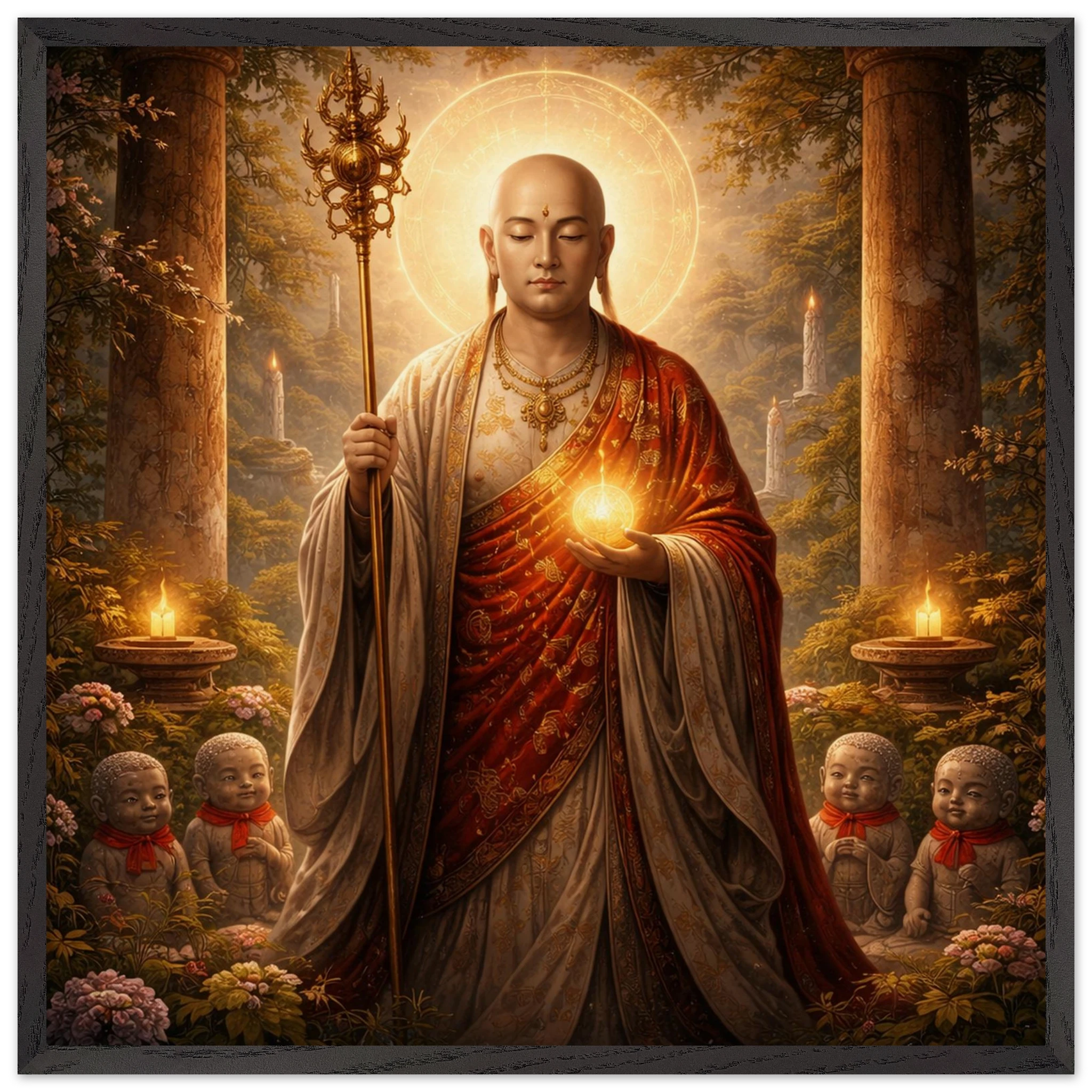 Jizō – Mythologie Fine Art Print mit Rahmen | babasan