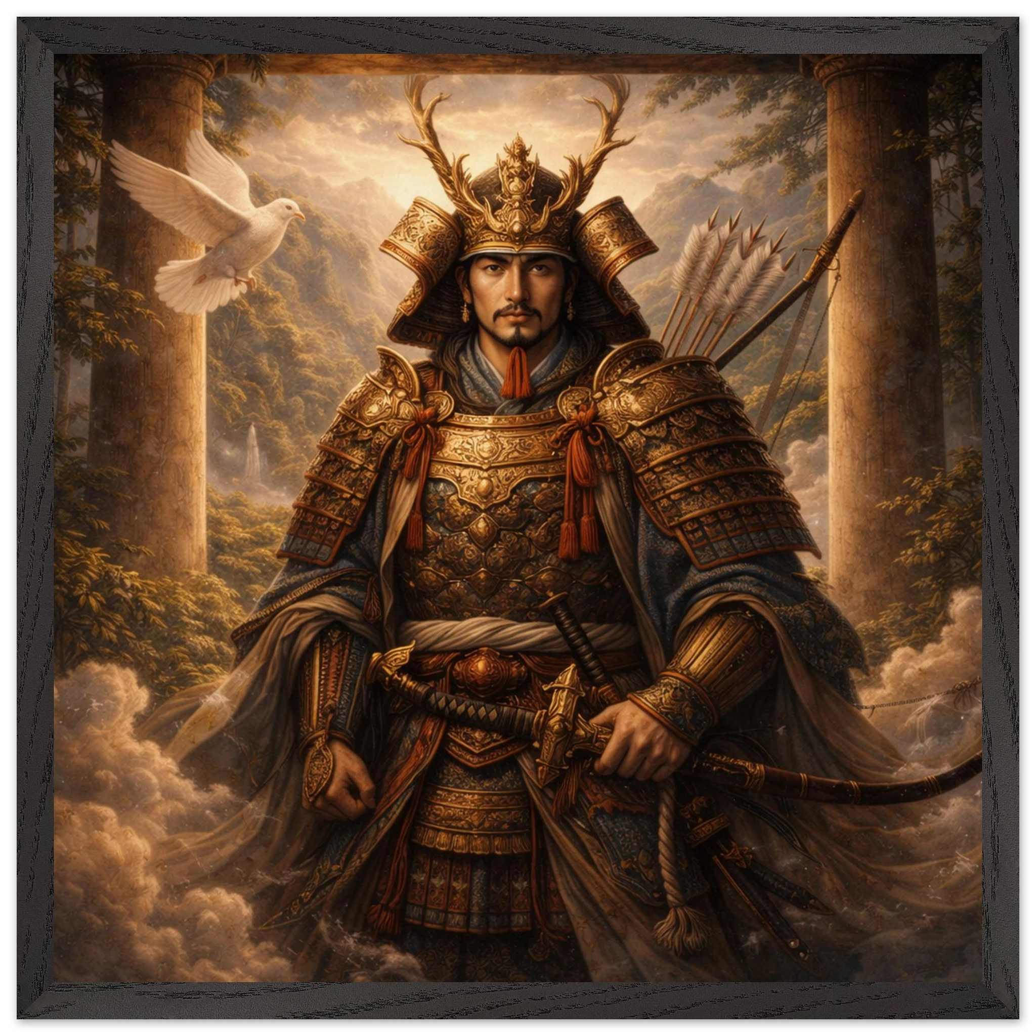 Hachiman – Mythologie Fine Art Print mit Rahmen | babasan