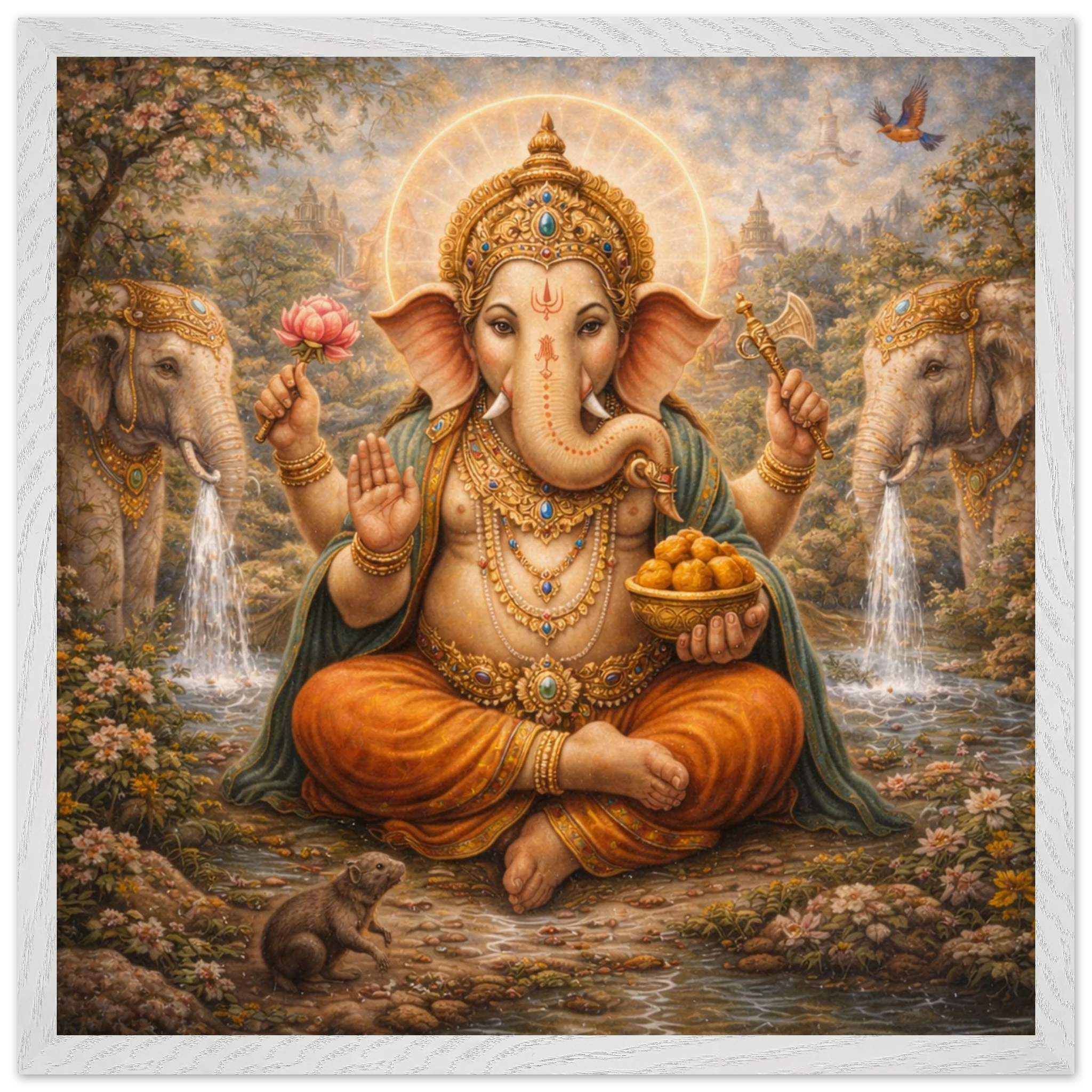 Ganesha – Mythologie Fine Art Print mit Rahmen | babasan