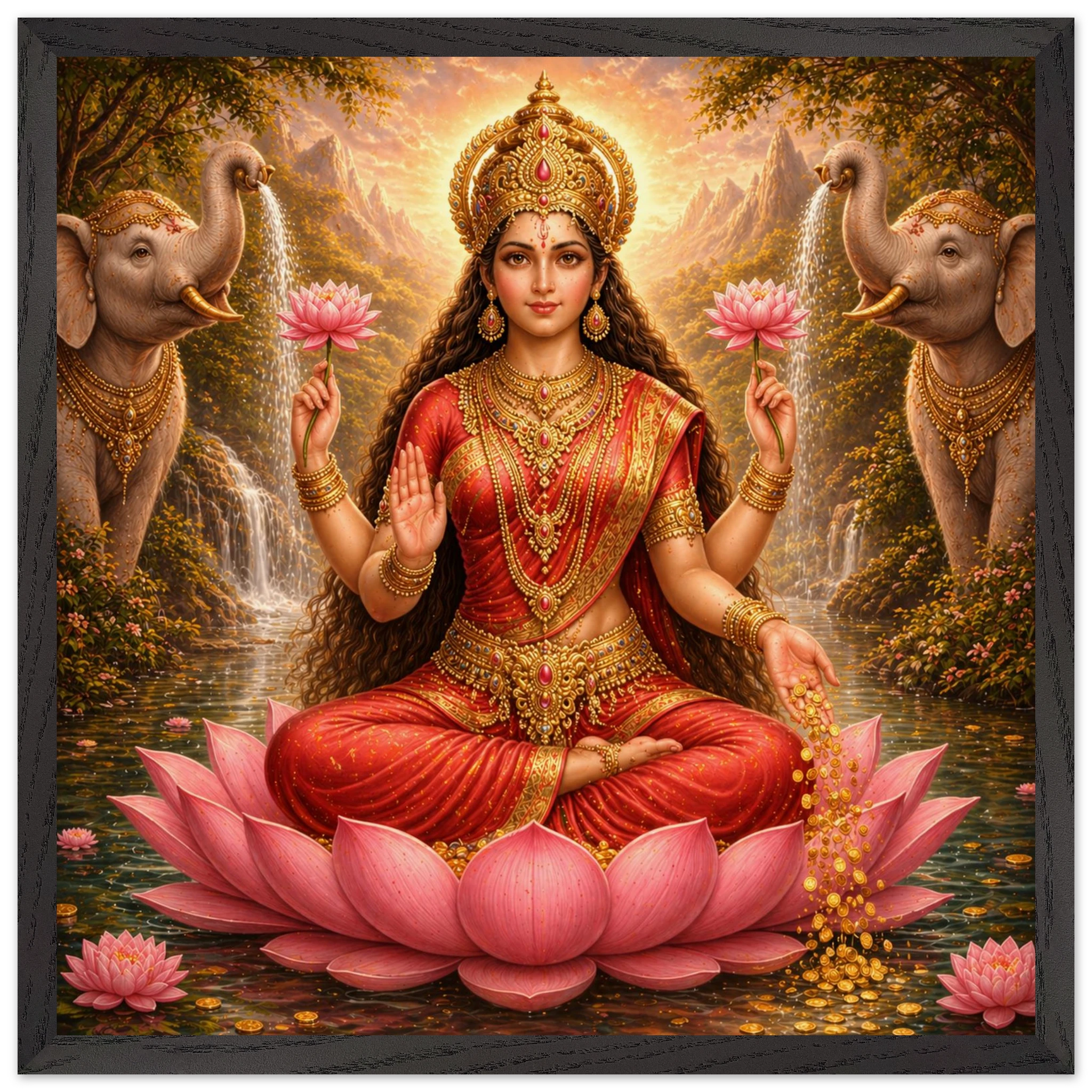 Lakshmi – Mythologie Fine Art Print mit Rahmen | babasan
