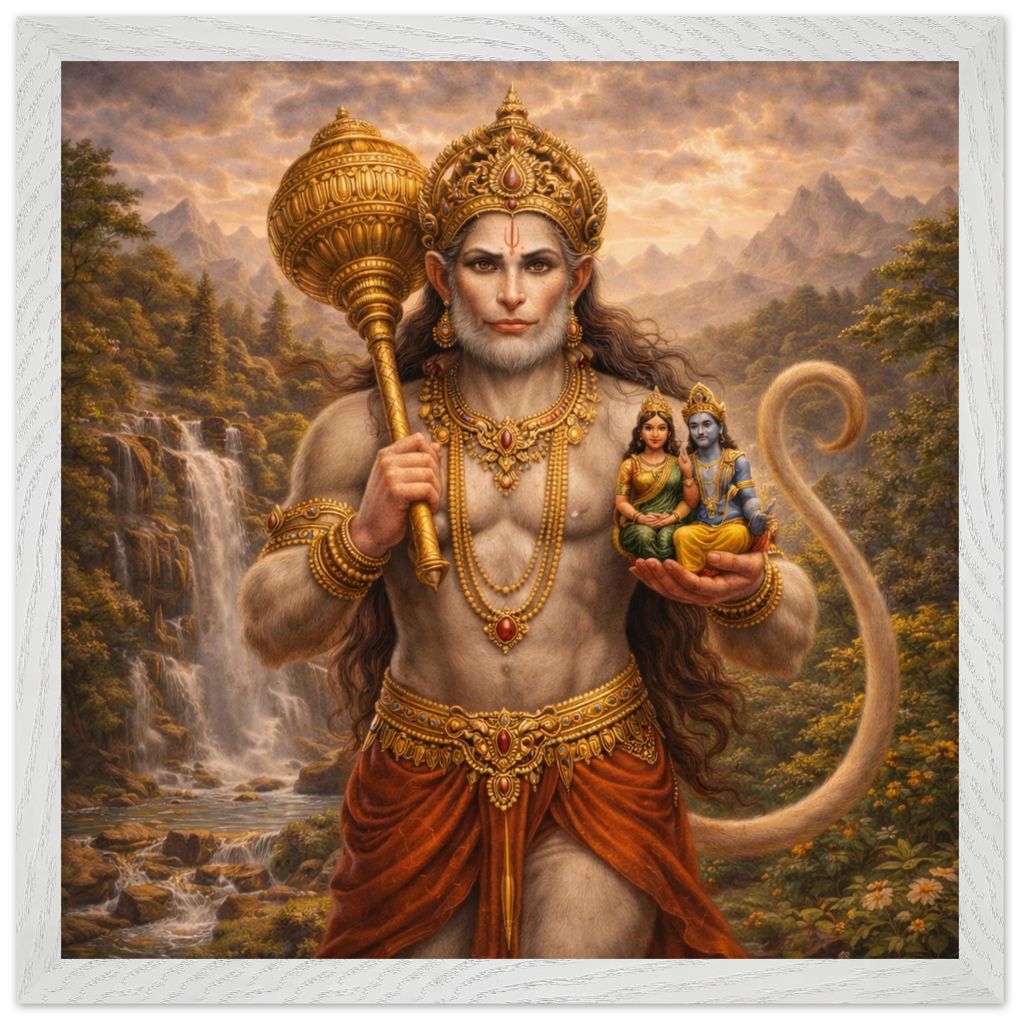 Hanuman – Mythologie Fine Art Print mit Rahmen | babasan
