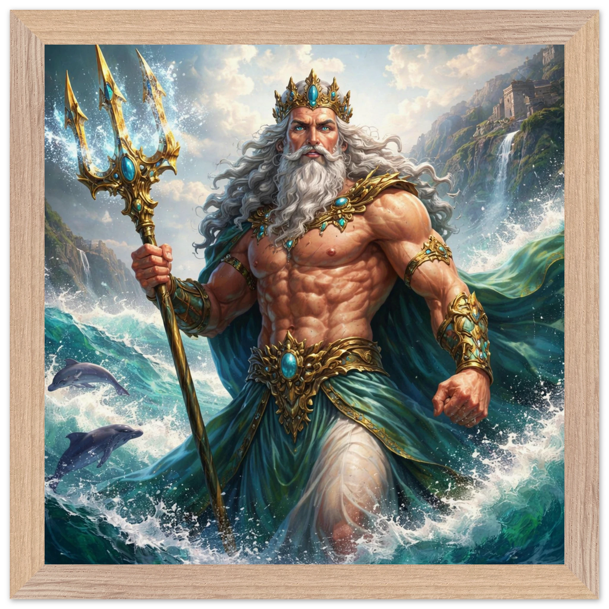 Poseidon – Mythologie Fine Art Print mit Rahmen | babasan